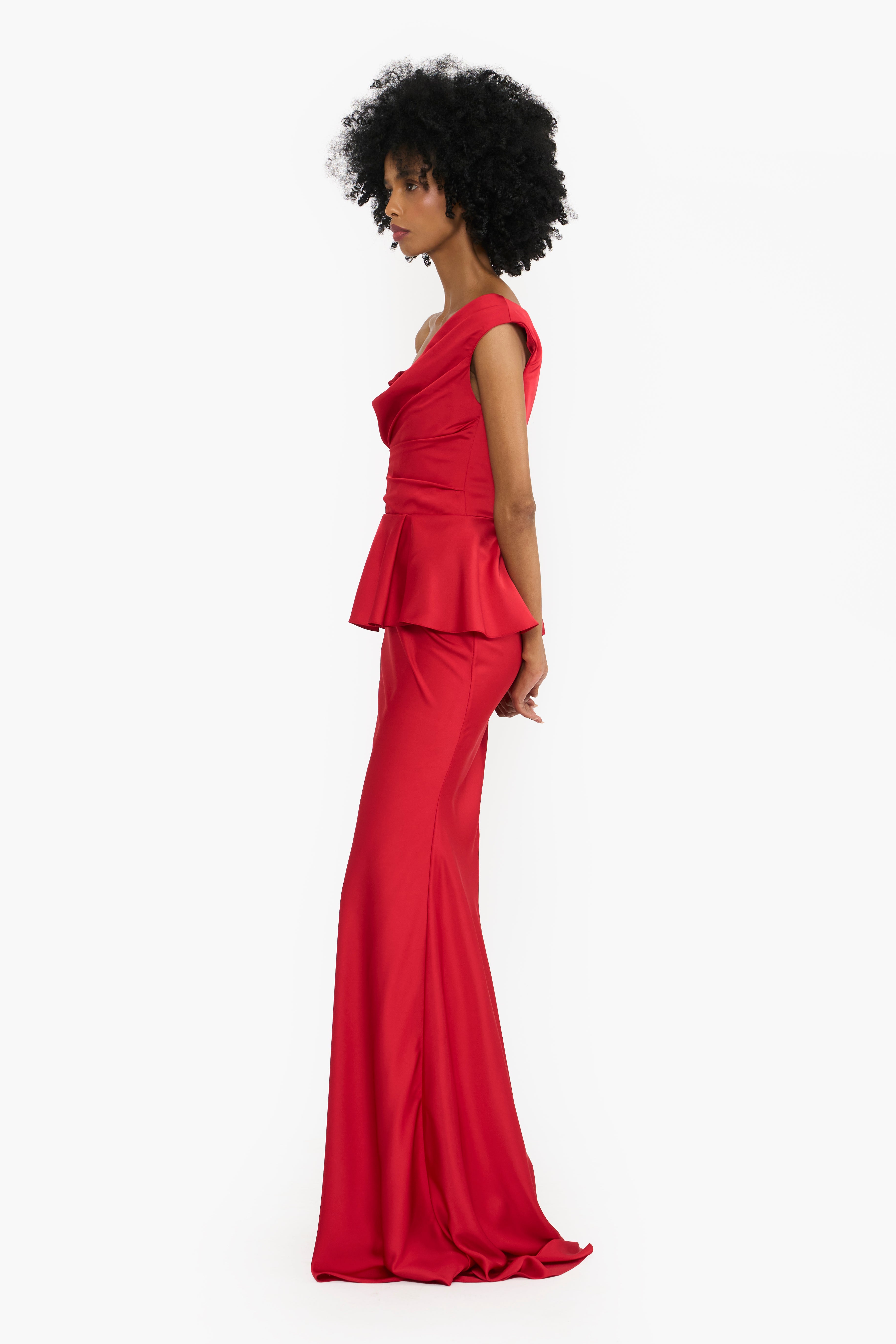 Off-shoulder Peplum Gown