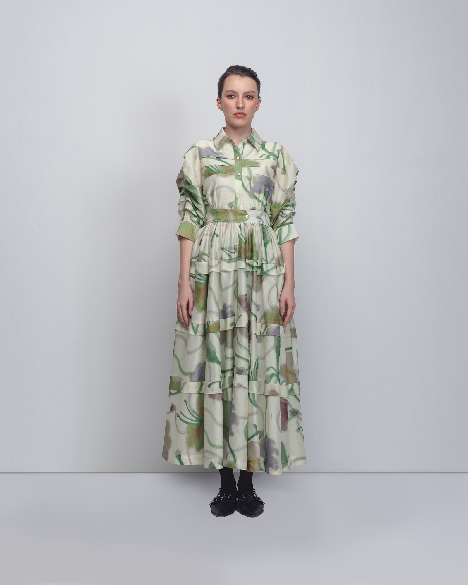 Paron Print Pleated Dress