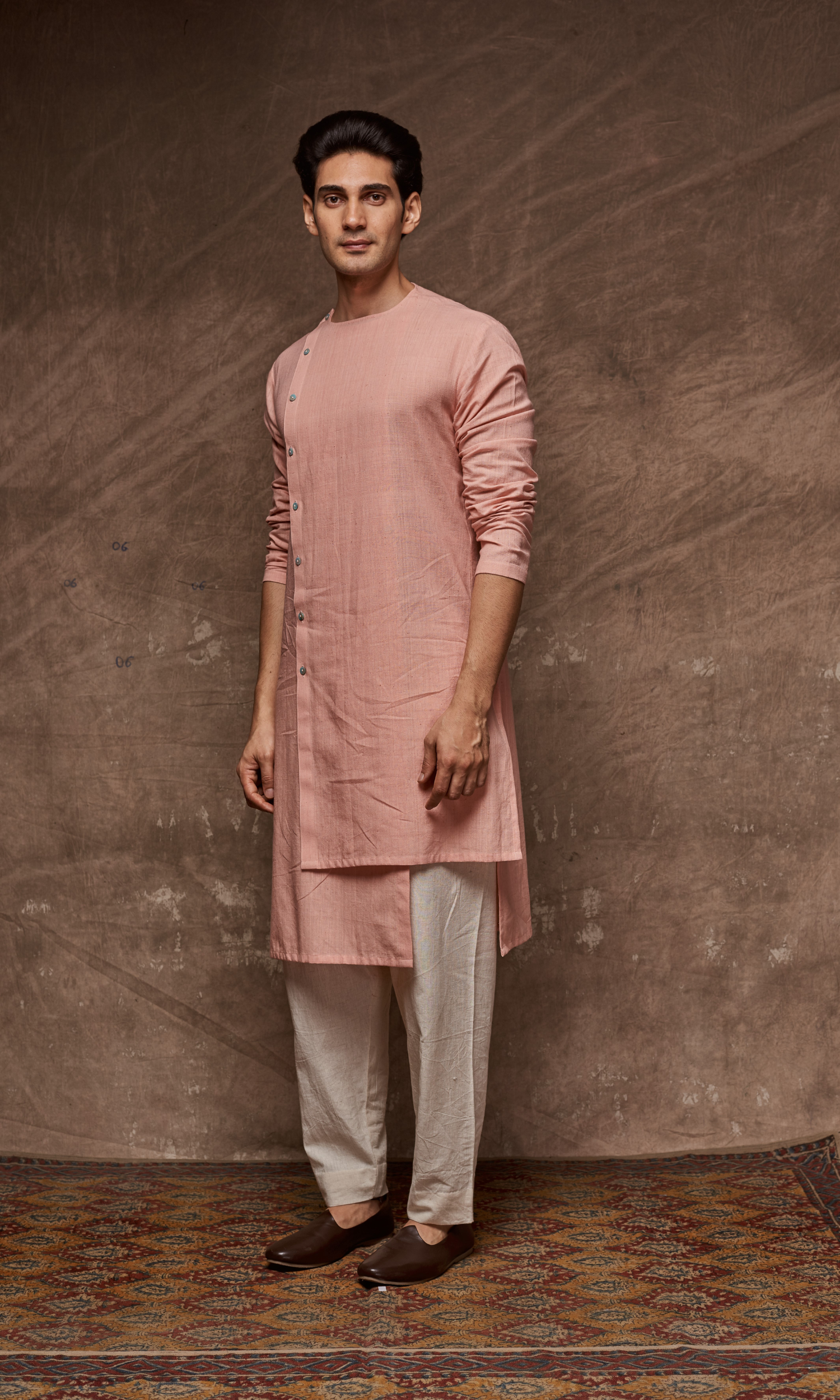 Dusky pink asymmetric classic kurta