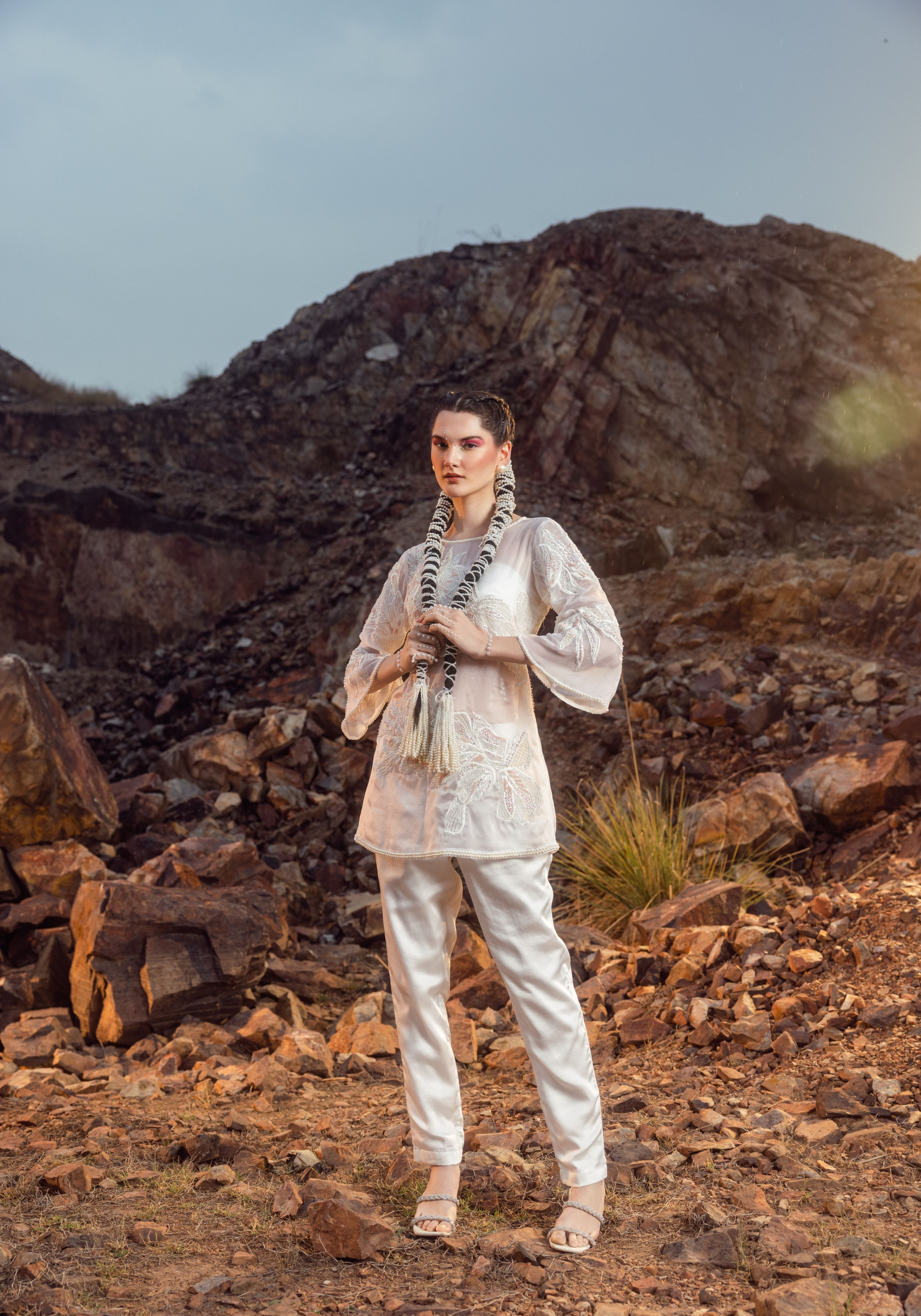 Pearl White Kurta with Pant Set
