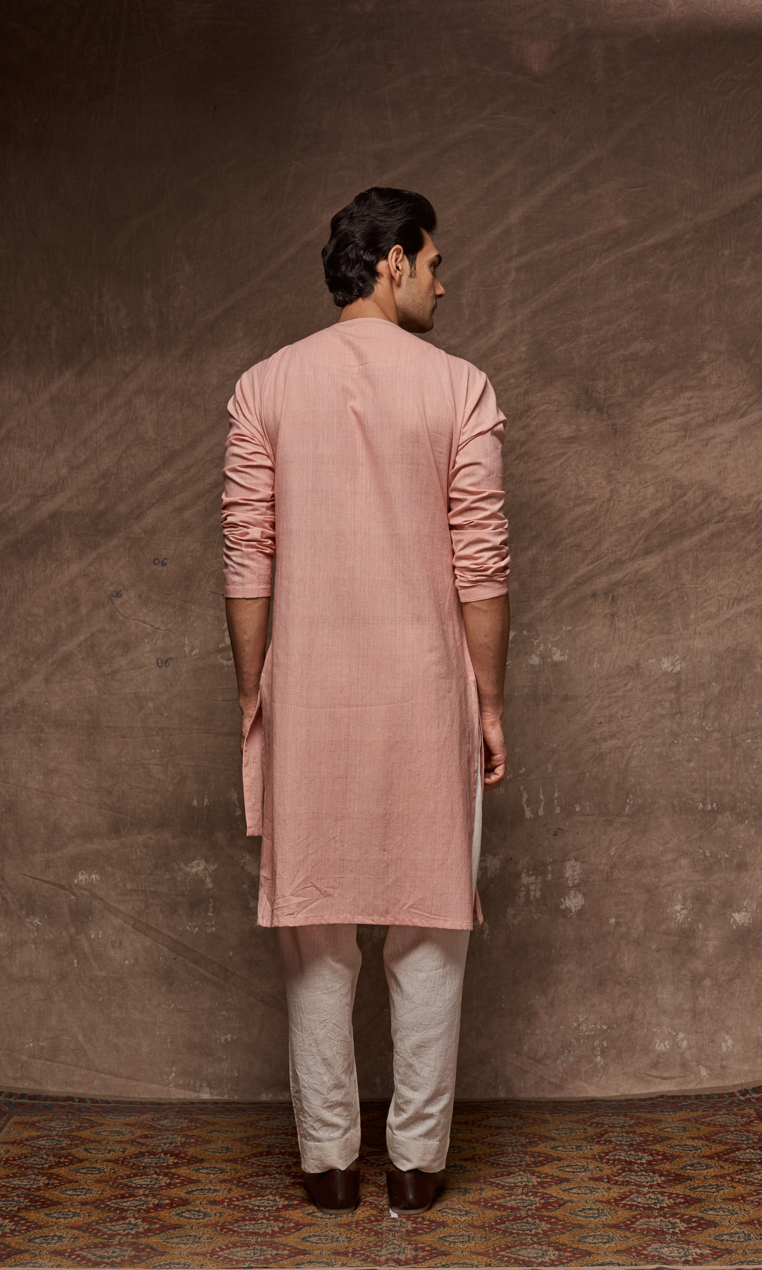 Dusky pink asymmetric classic kurta