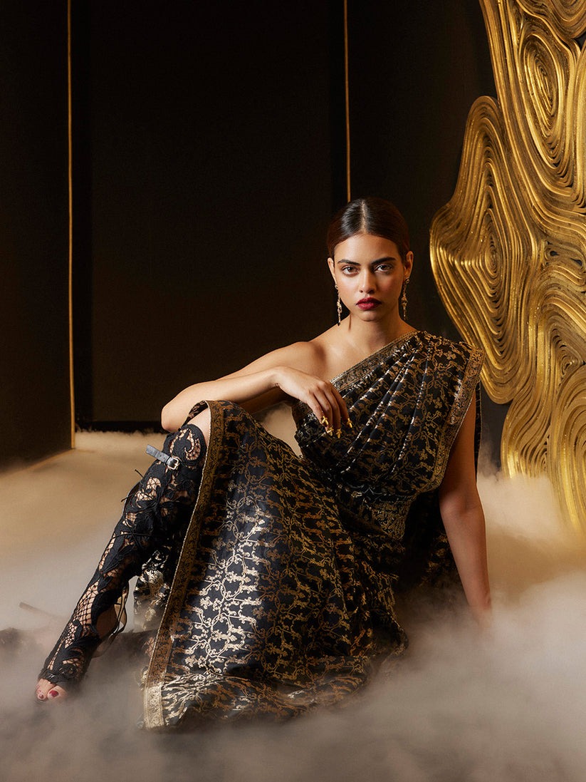 The 'true Love' Saree In Black