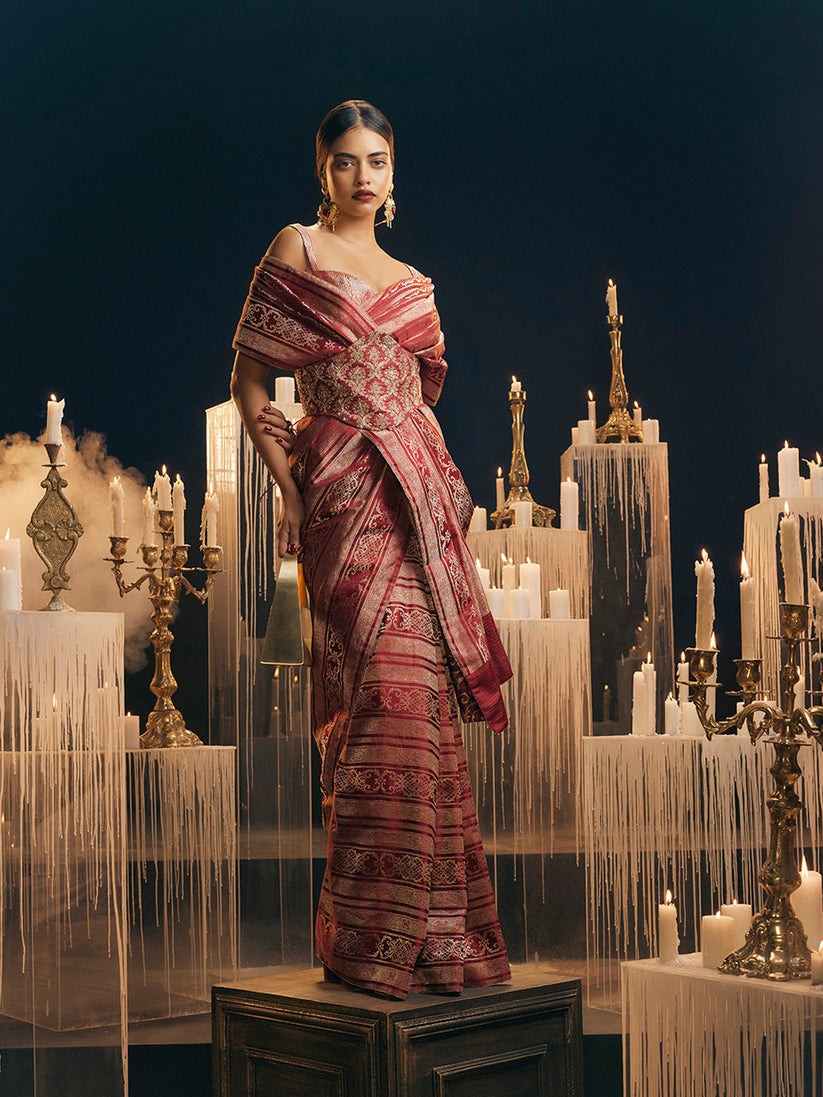 The 'i Do' Saree In Maroon