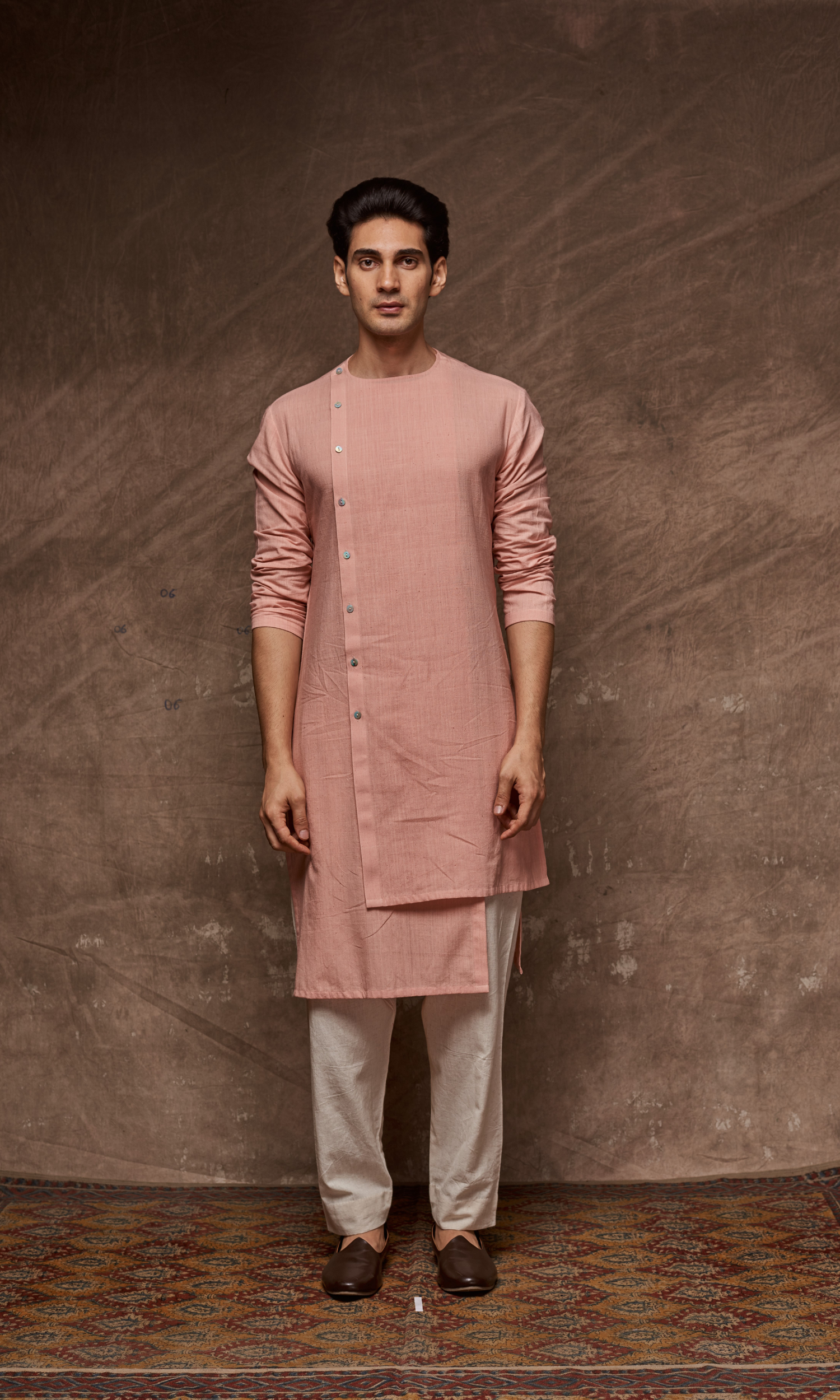 Dusky pink asymmetric classic kurta