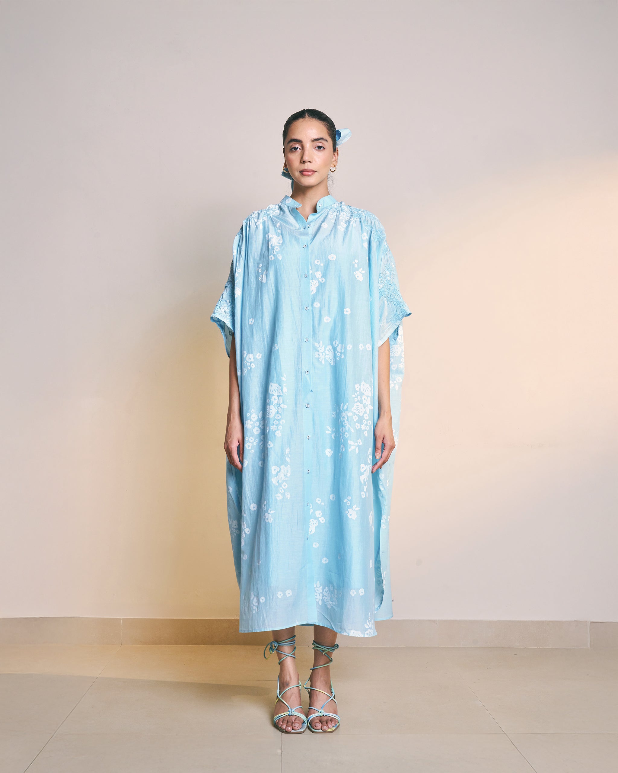 Ice Blue Mistfall Kaftan Dress