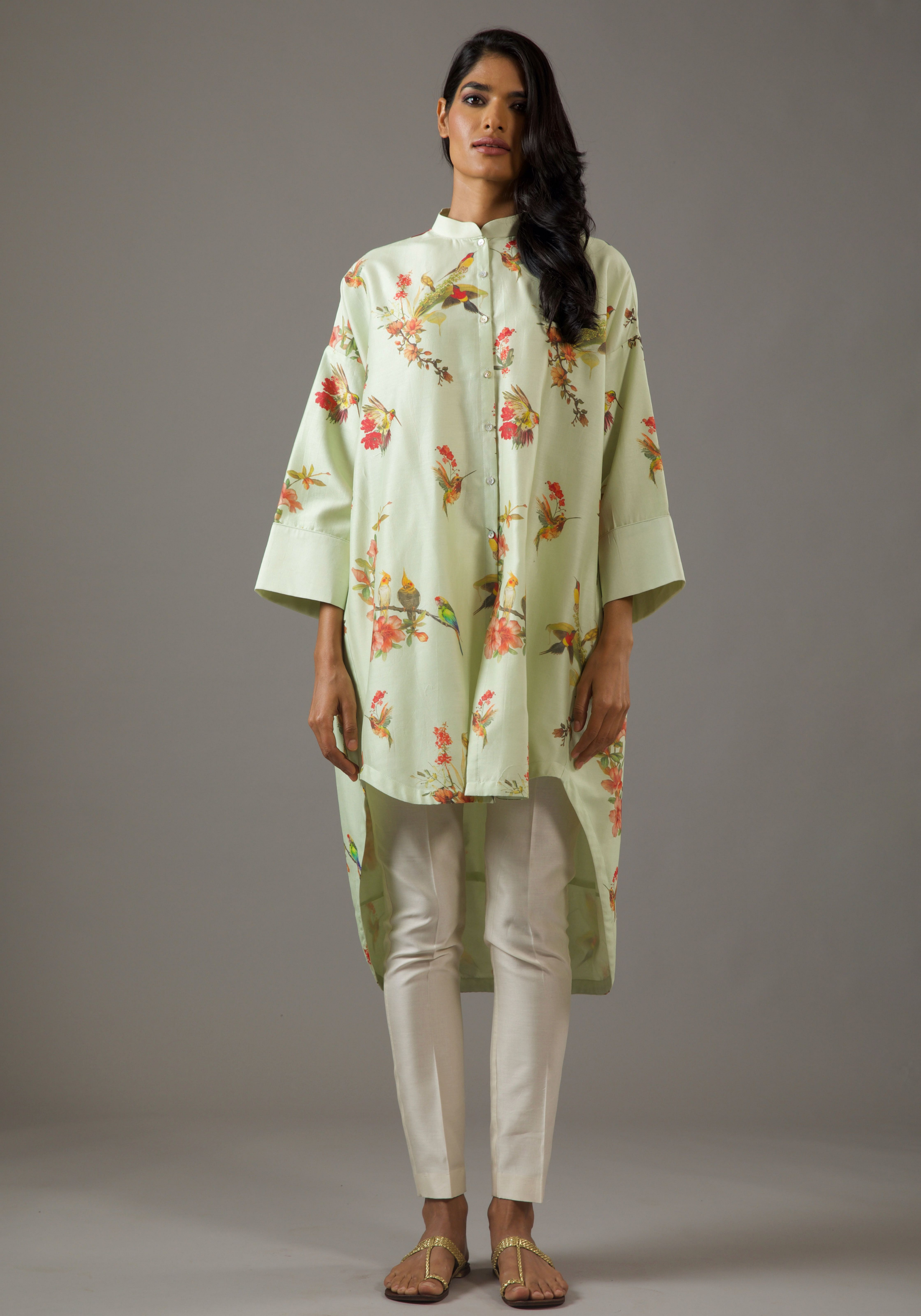 Chanderi Silk Loosefit Printed Tunic