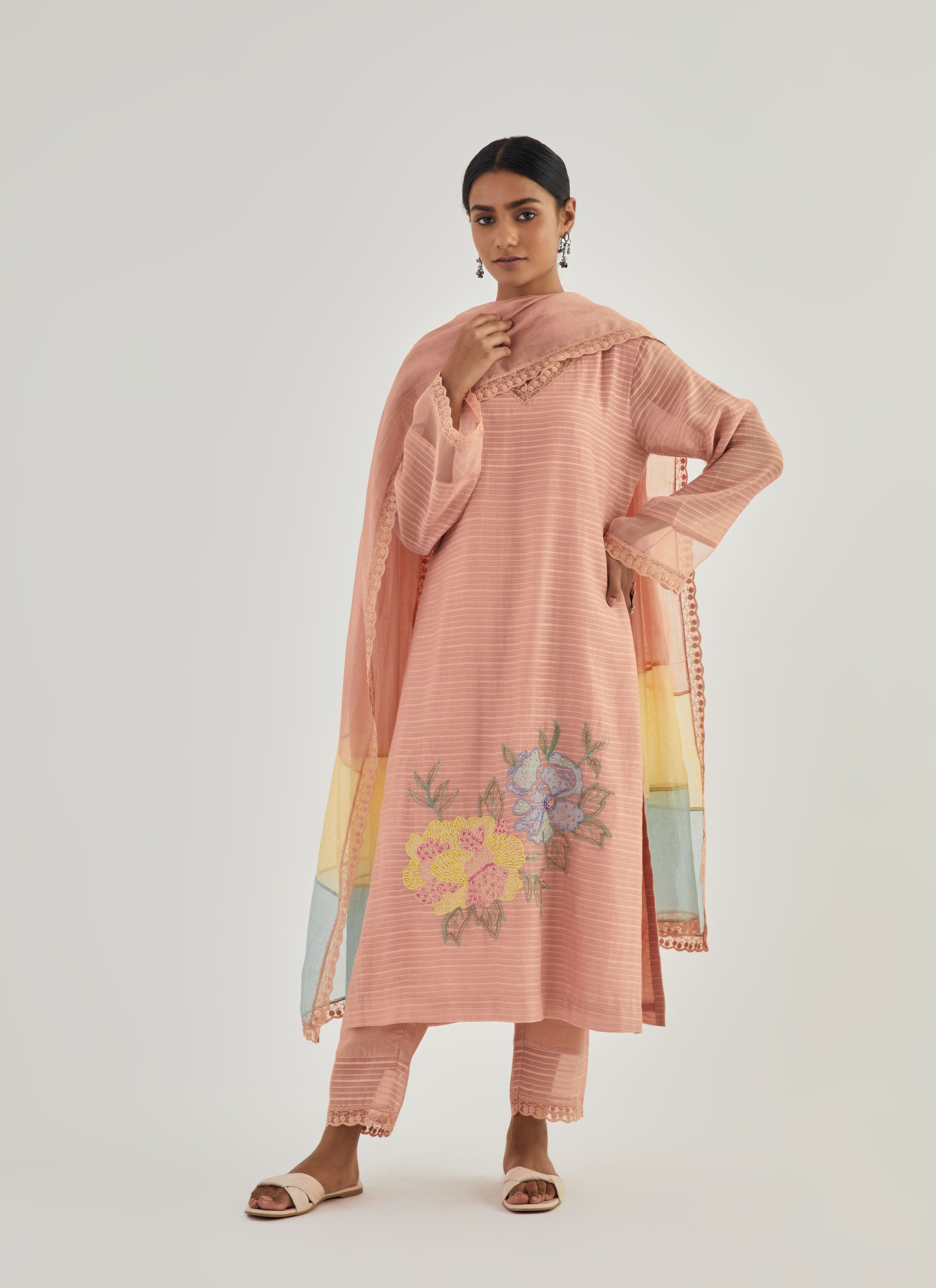 Reshma- Peach Kurta Set