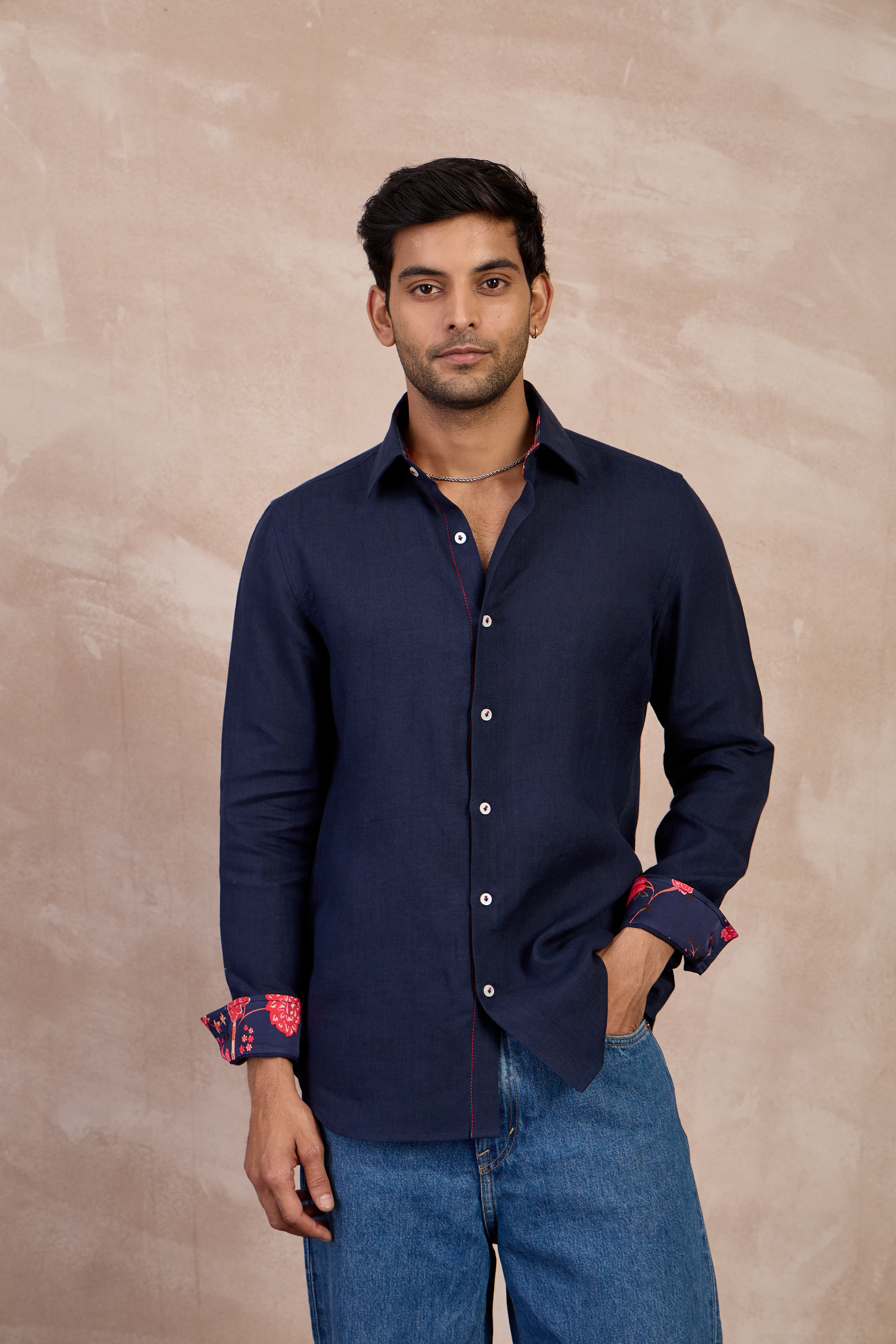 Navy Linen Shirt