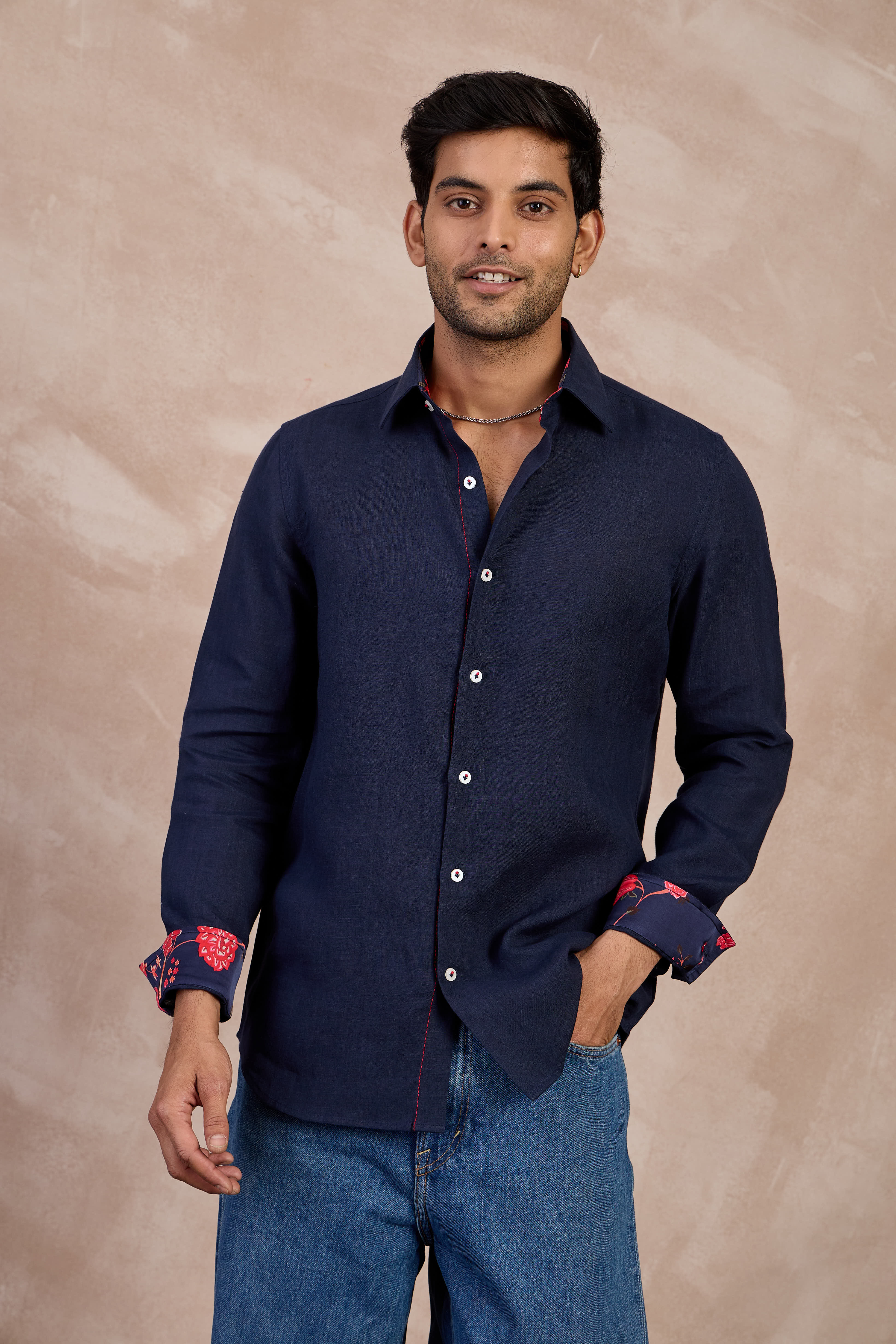 Navy Linen Shirt