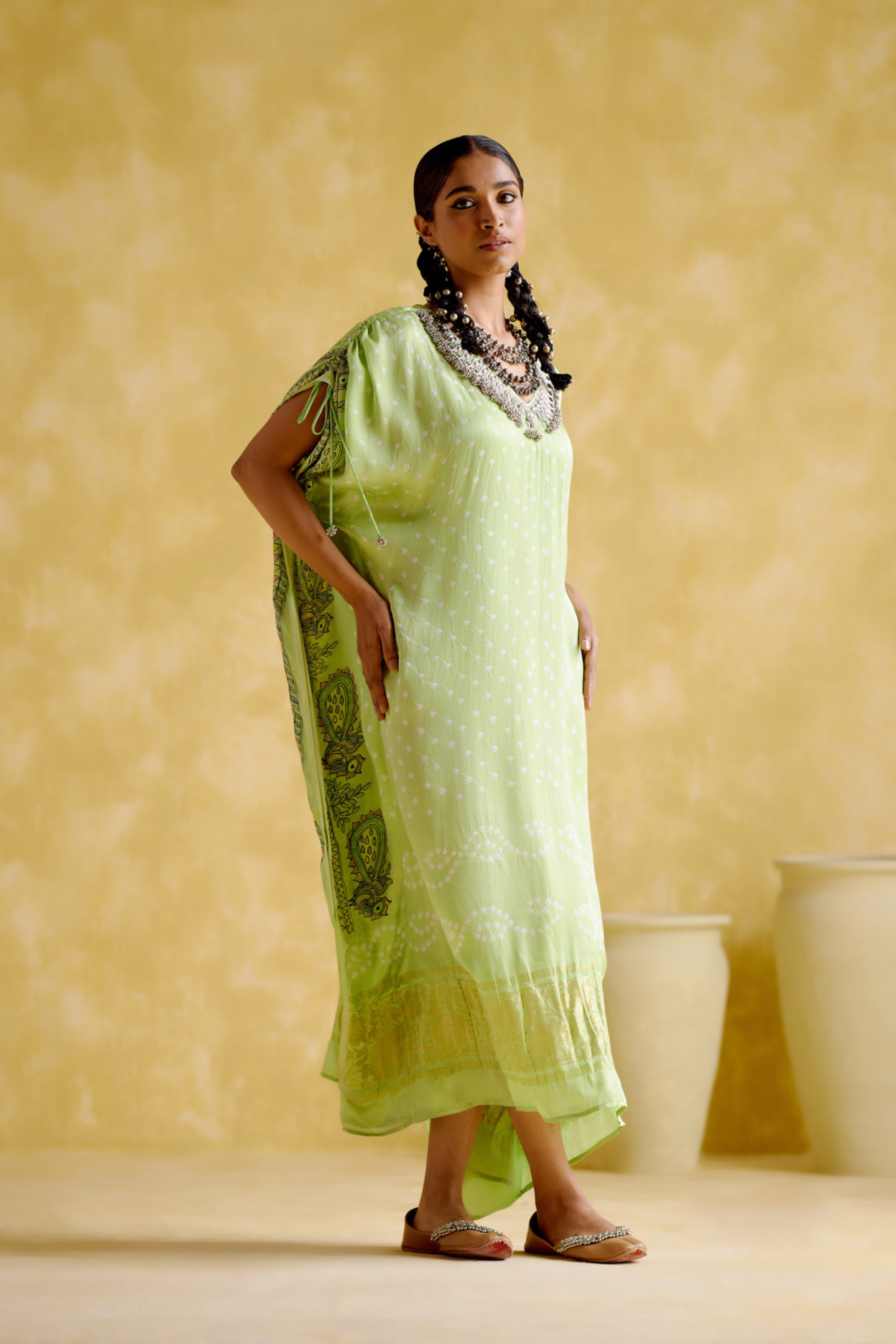 Anuradha -Kalamkari Neon Kaftan