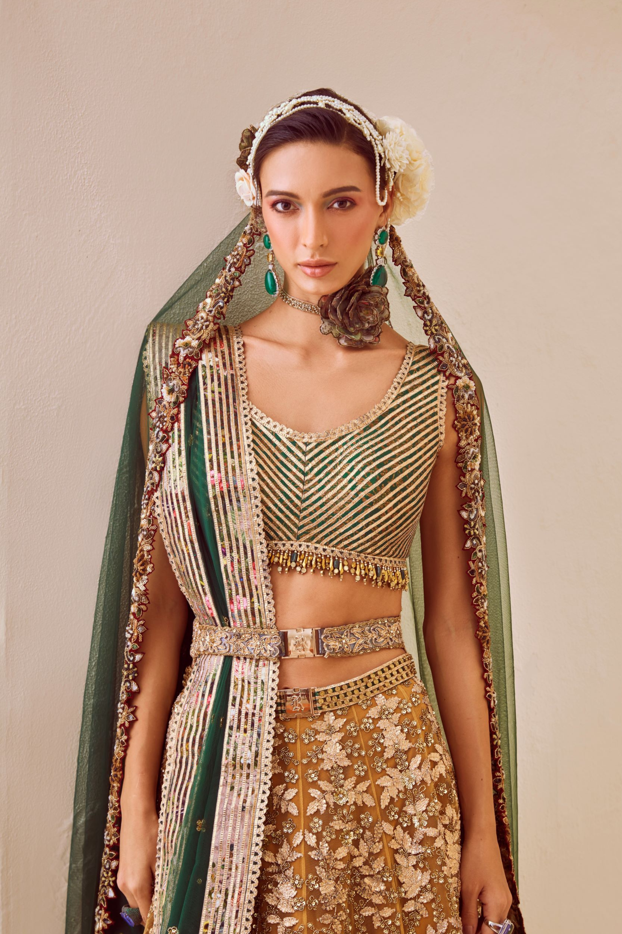 Embroidered Lehenga With Brocade Blouse