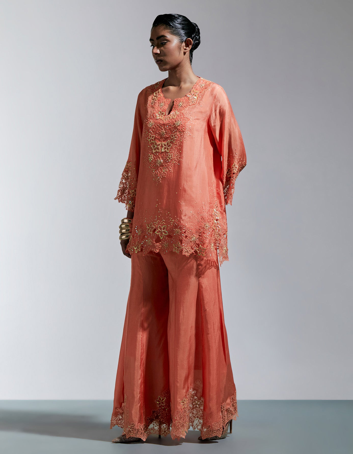 Vermillion Silk Sharara Set