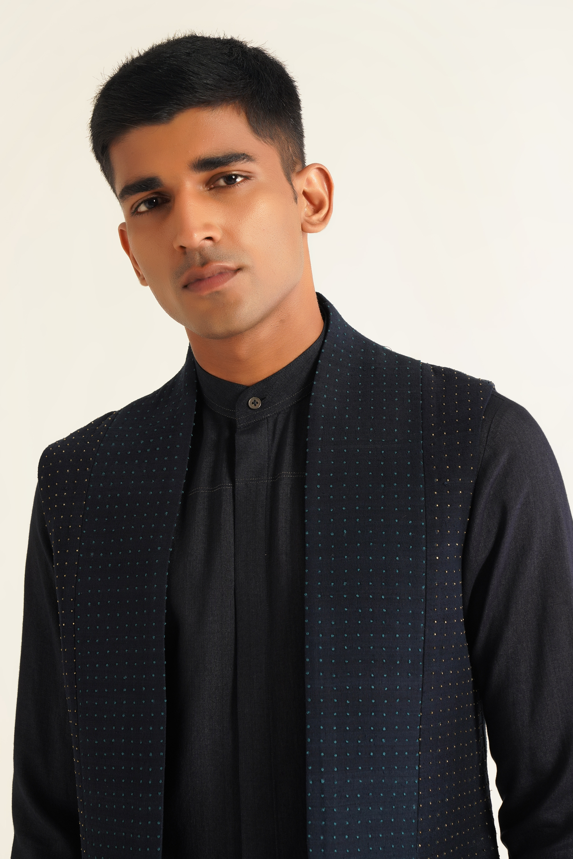 Hand Embroidered Open Jawahar Jacket Set
