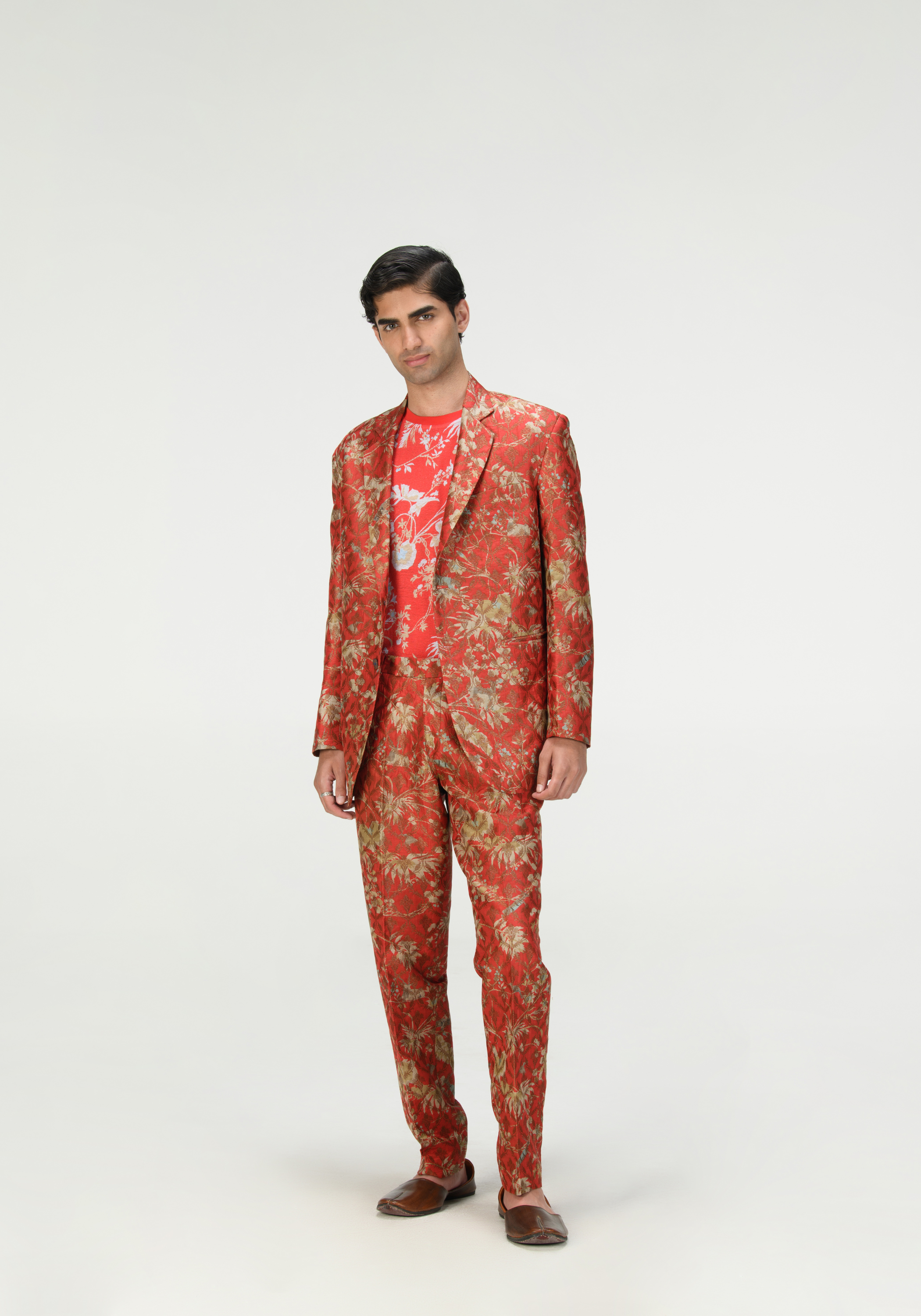 Rainforest Classic Trousers Red Silk Brocade