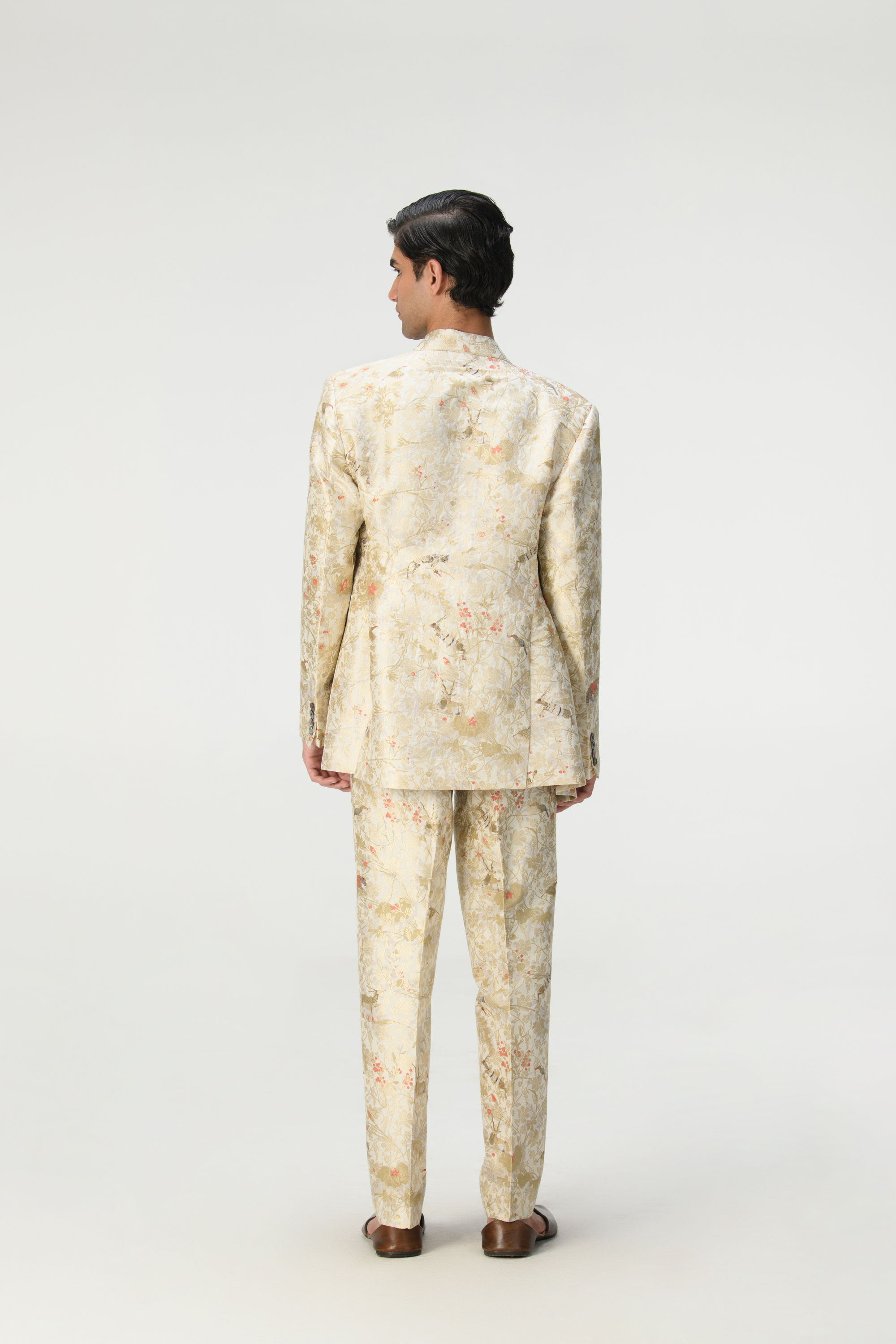 Rainforest Classic Trousers Ivory Silk Brocade
