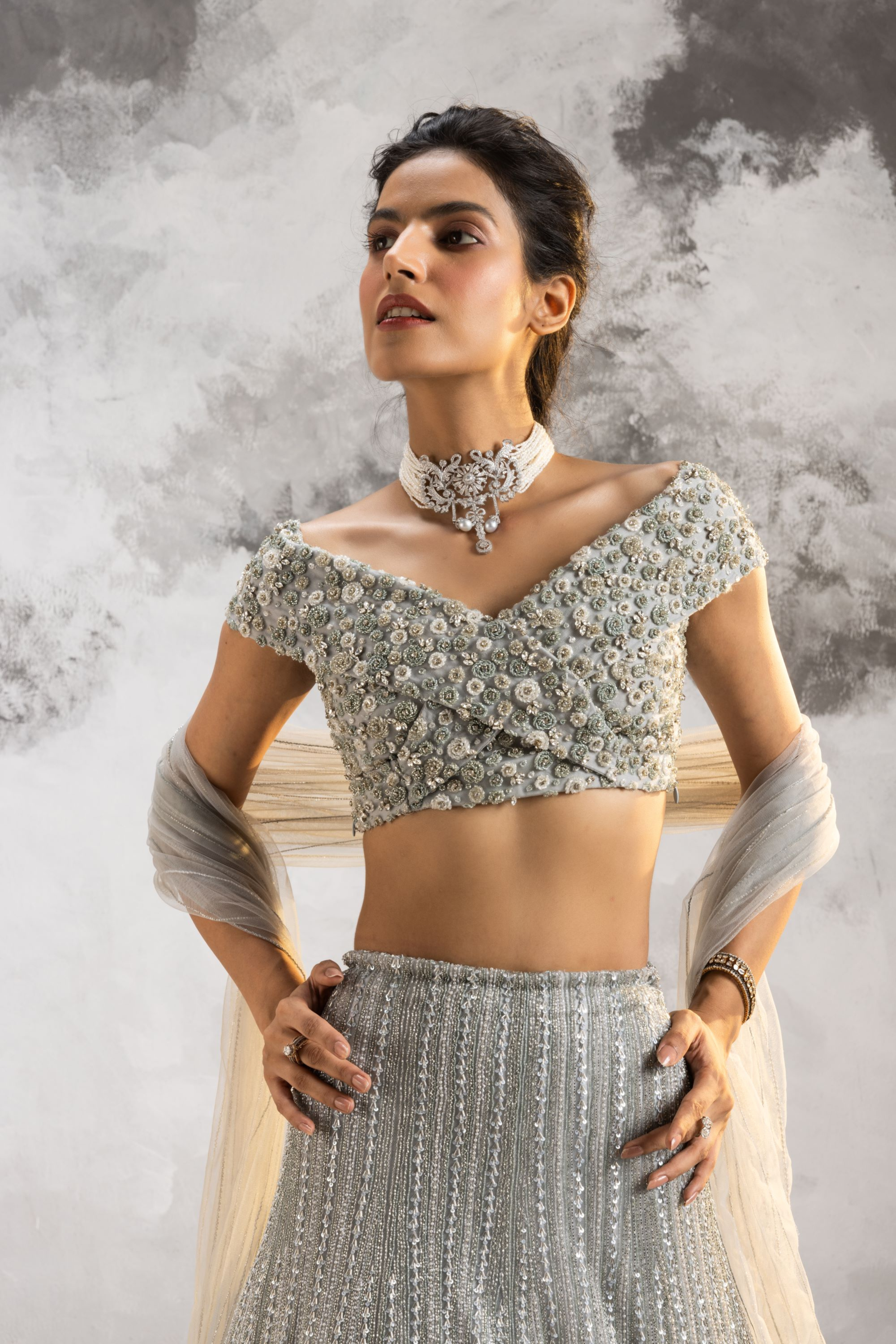 Off Shoulder Lehenga Set