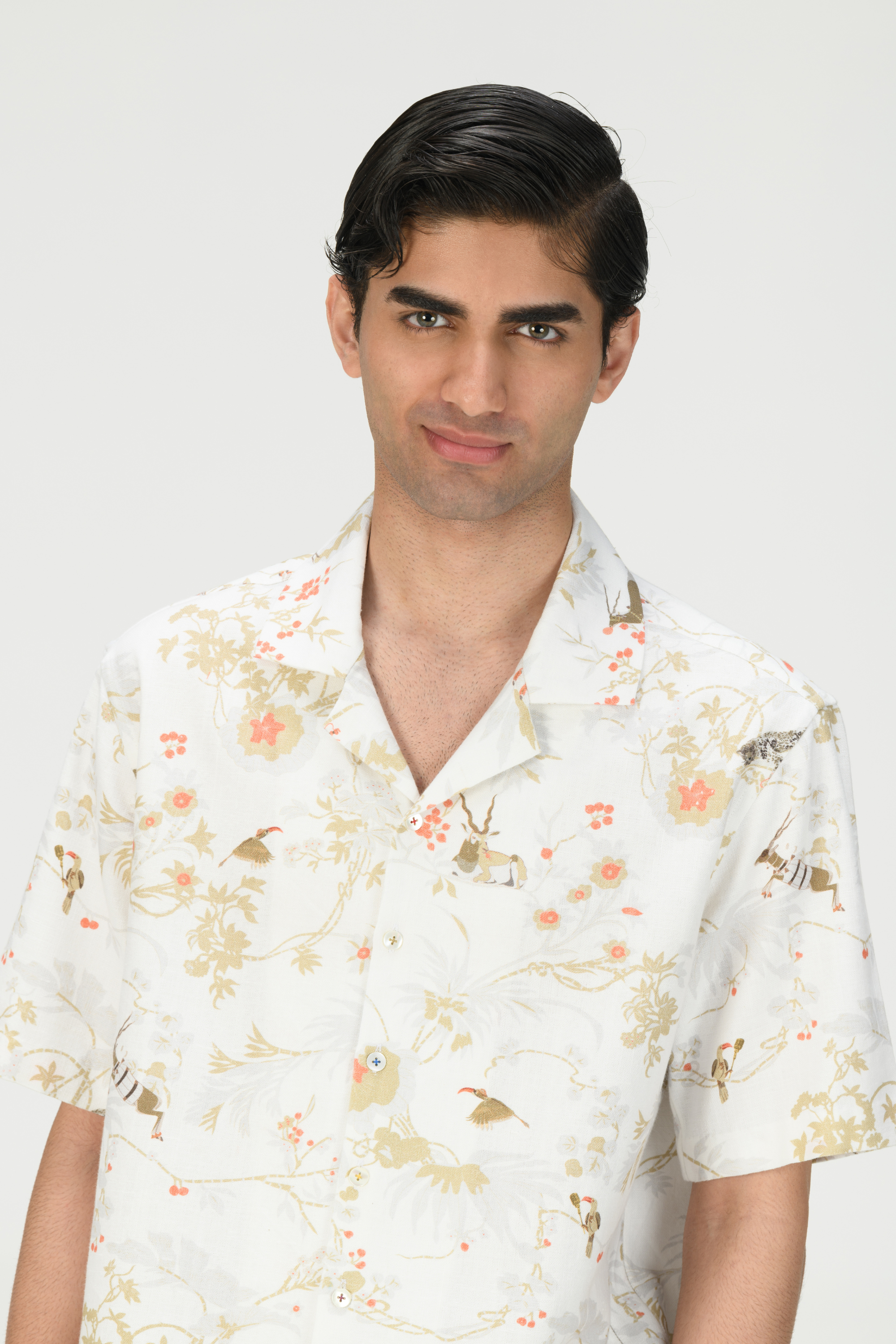 Rainforest Bush Shirt Ivory Heavy Cotton