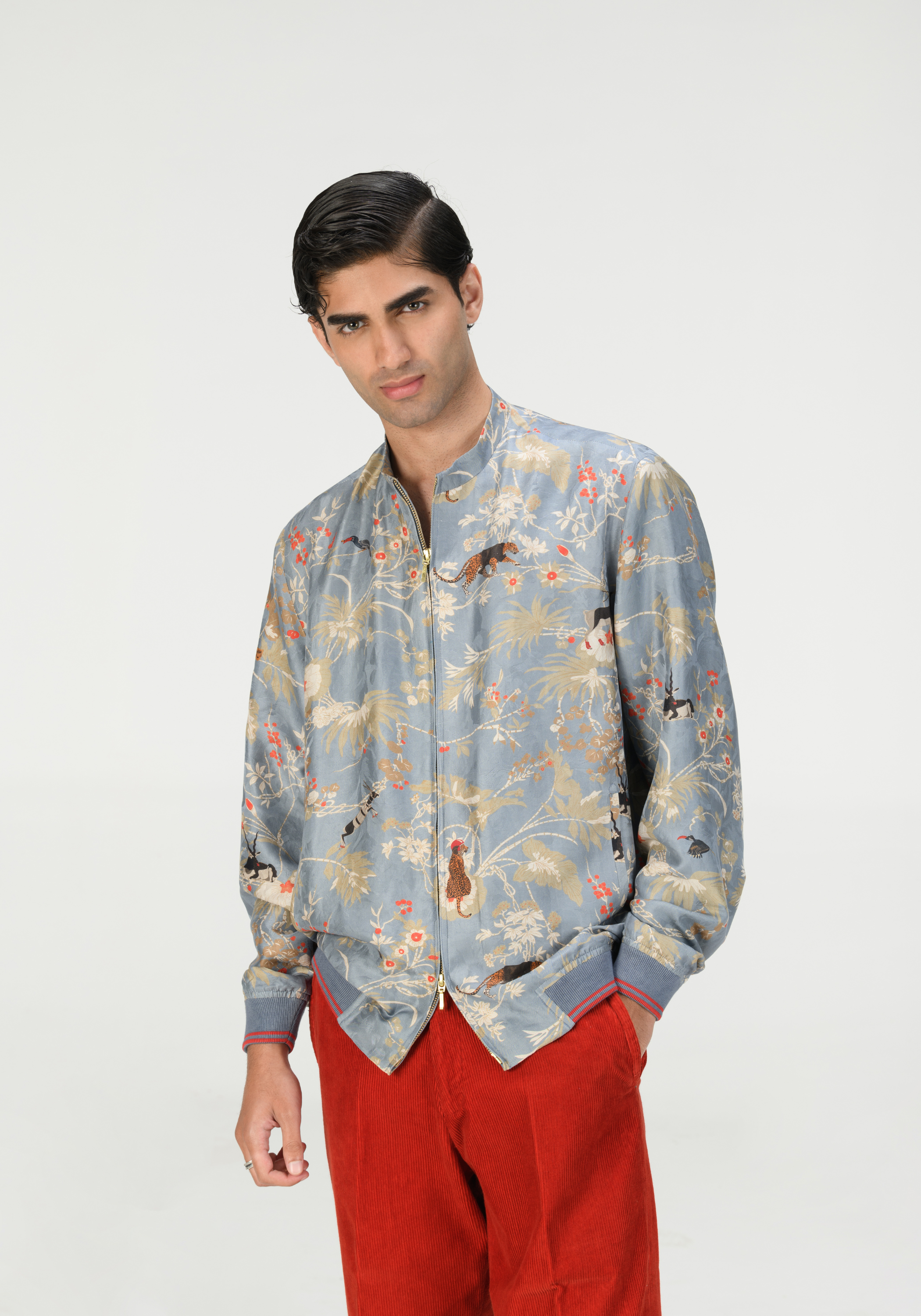 Rainforest Janbaaz Bomber Jacket Mcloud Silk Damask