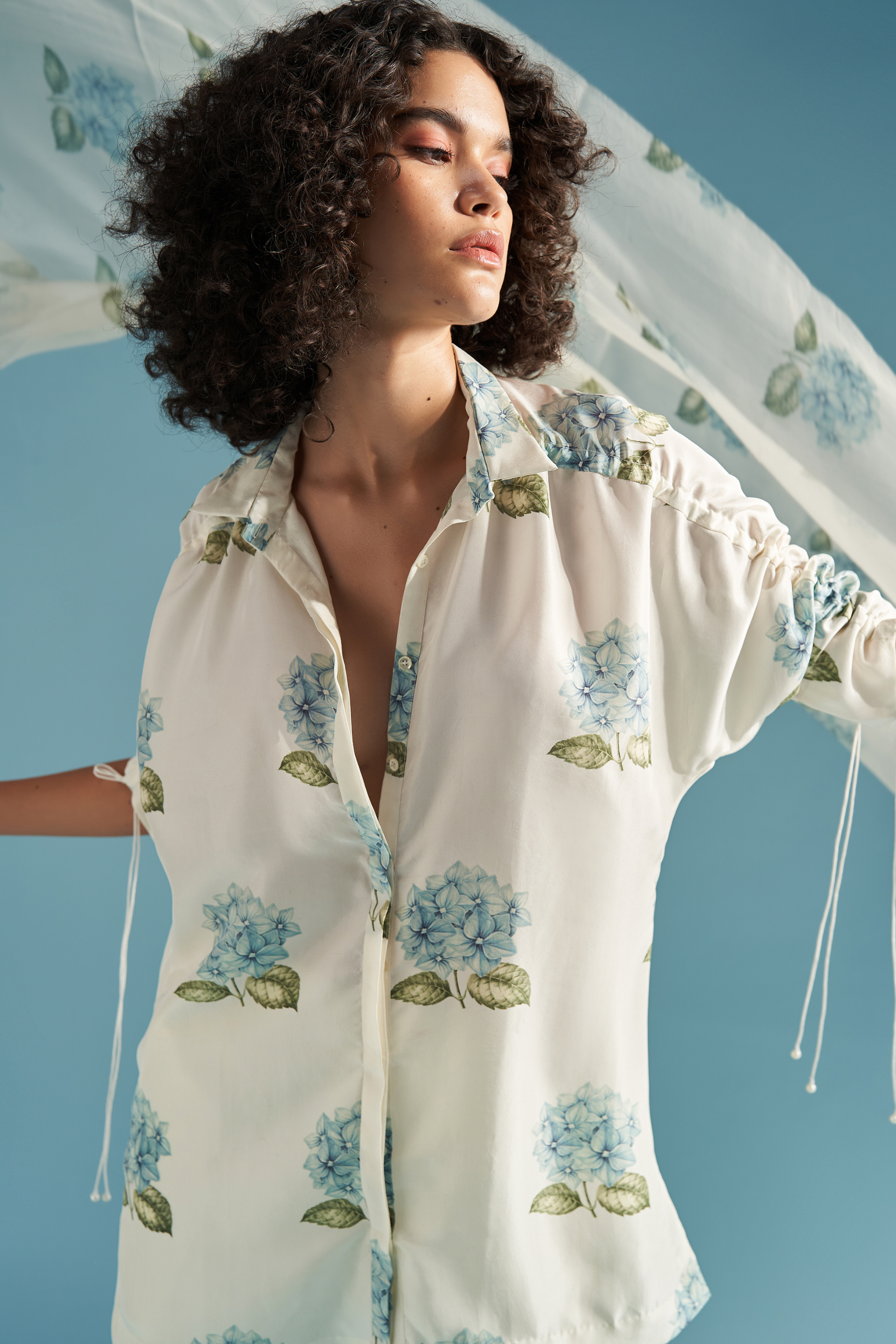 Spree Drawstring Silk Shirt