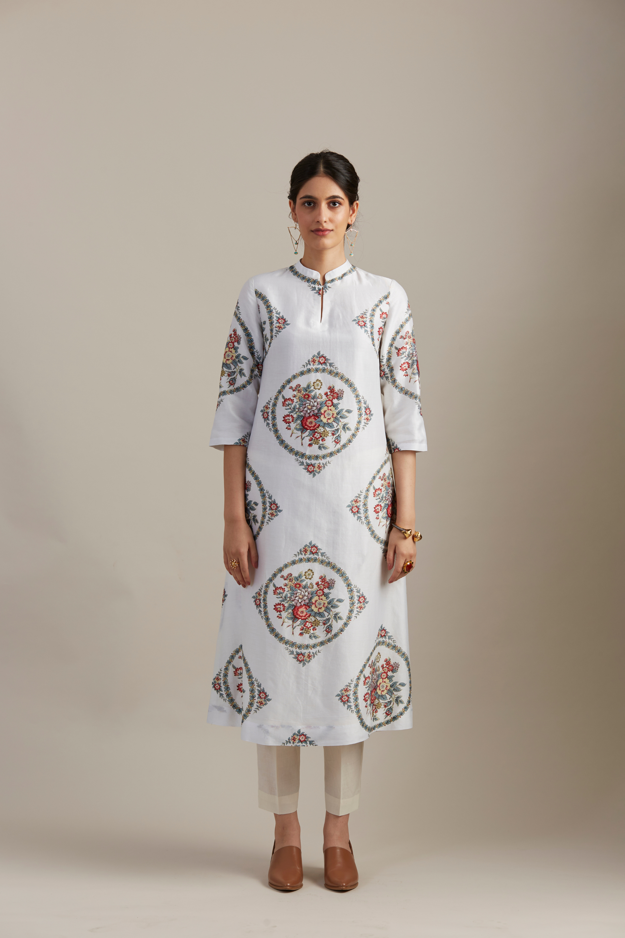 Pearl Silk Chanderi Bloomcycle Printed Kurta