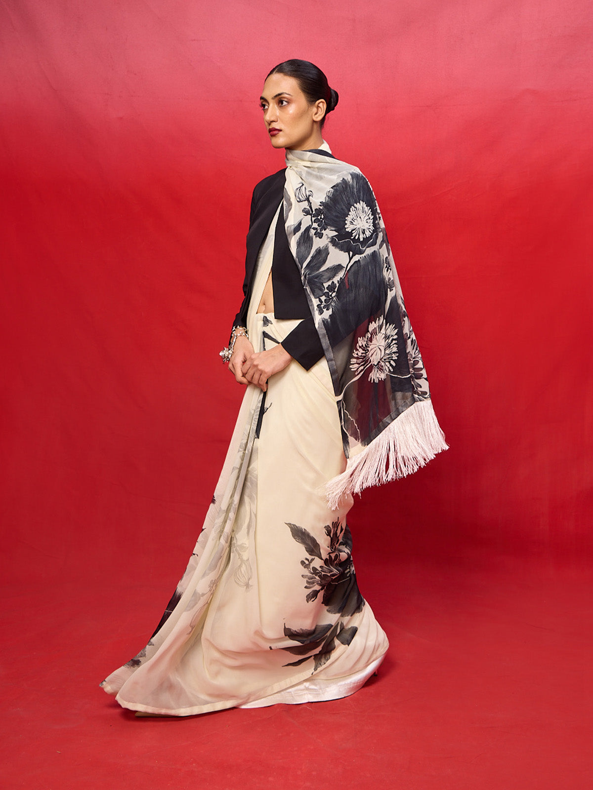 Handwoven Green Georgette Digital Print Saree
