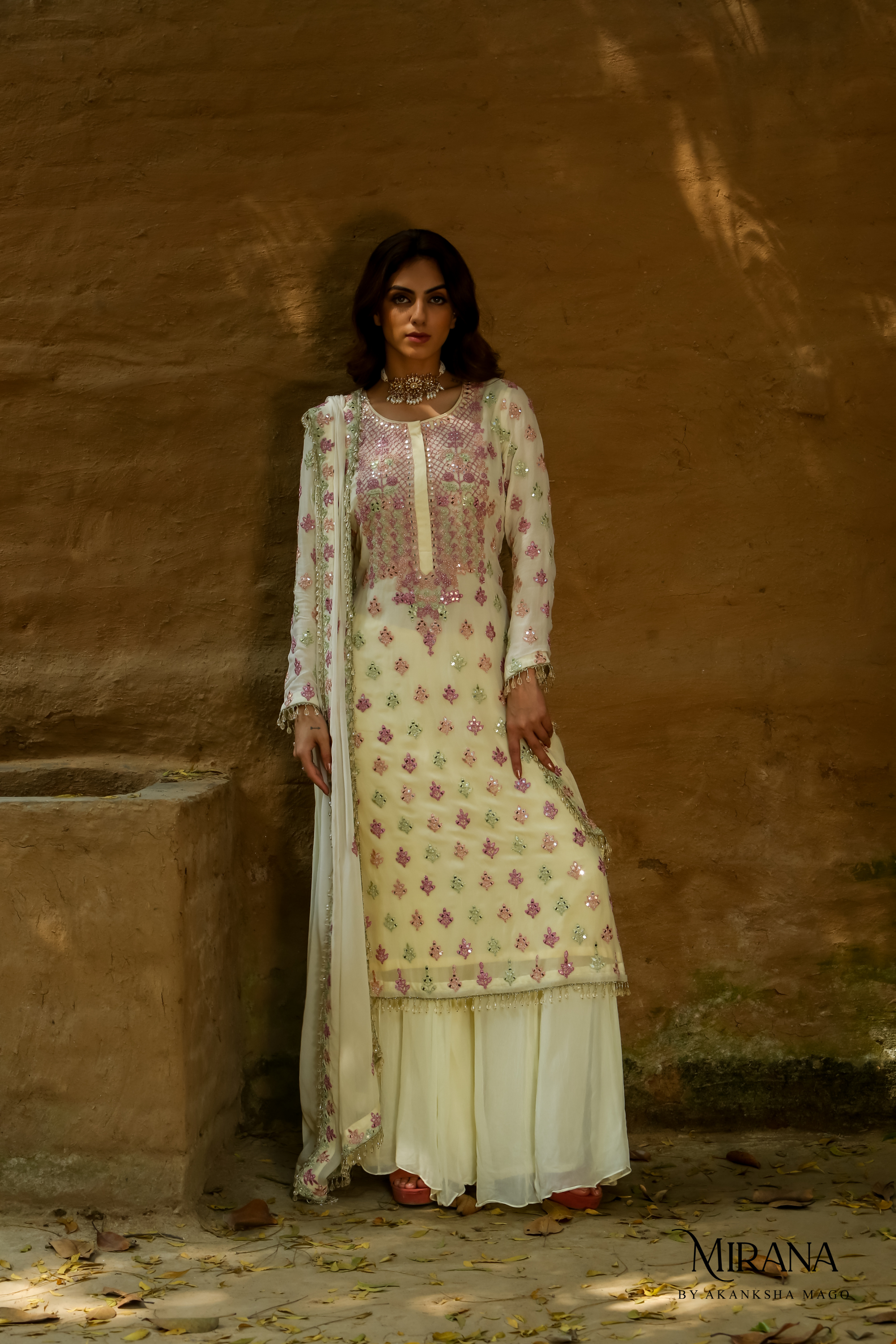 Mayra- Lemon Kurta Sharara Set With Sharara