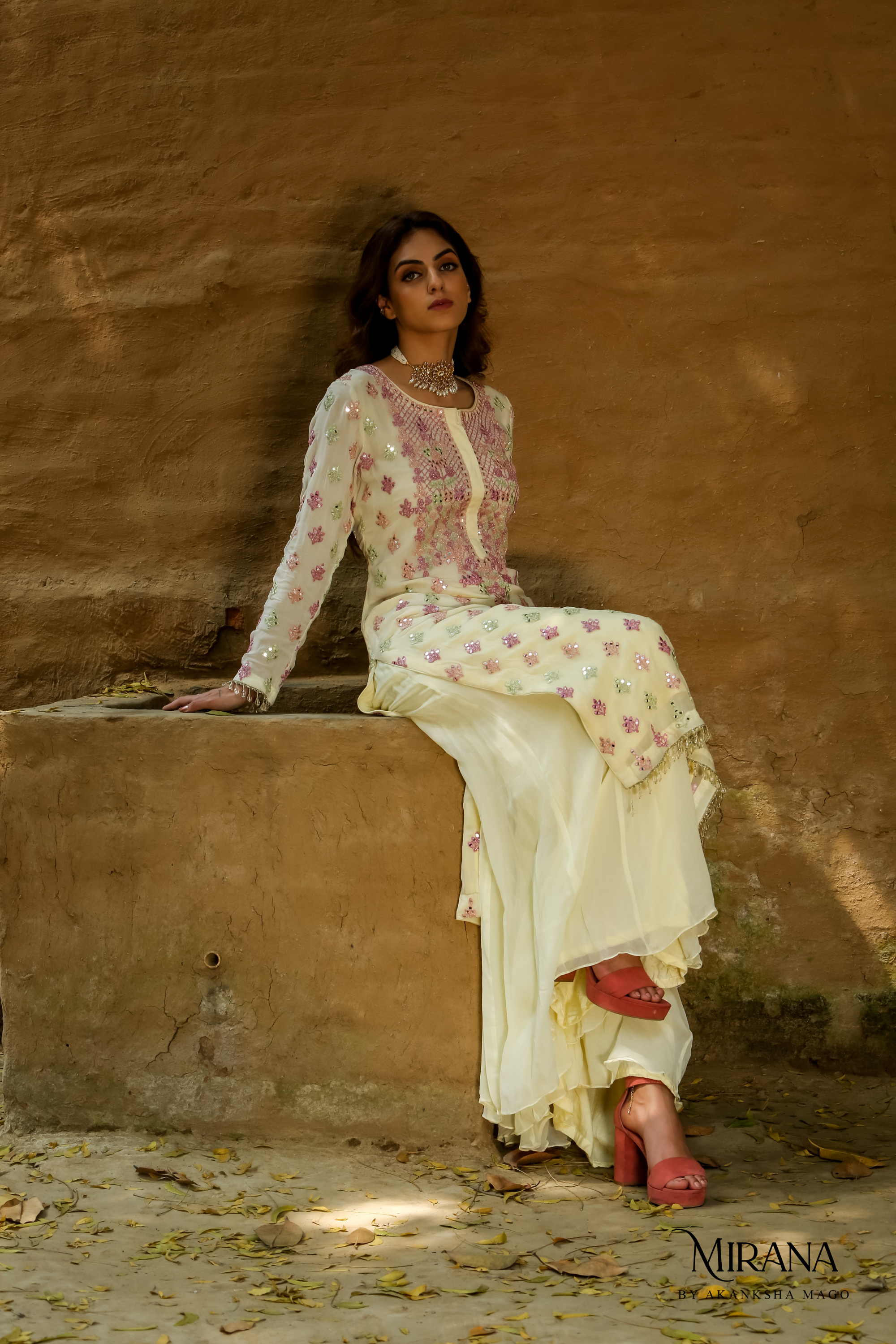 Mayra- Lemon Kurta Sharara Set With Sharara
