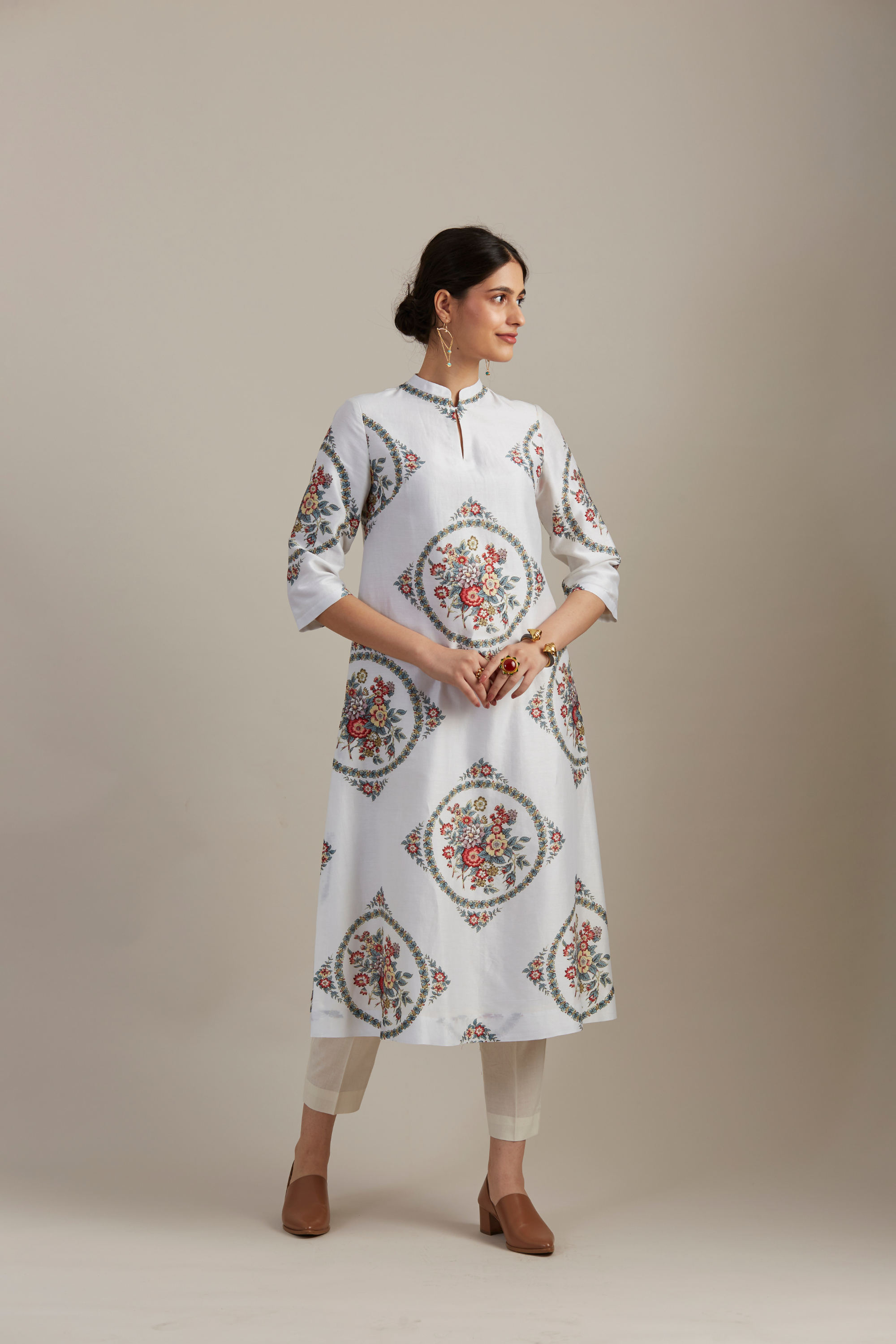 Pearl Silk Chanderi Bloomcycle Printed Kurta