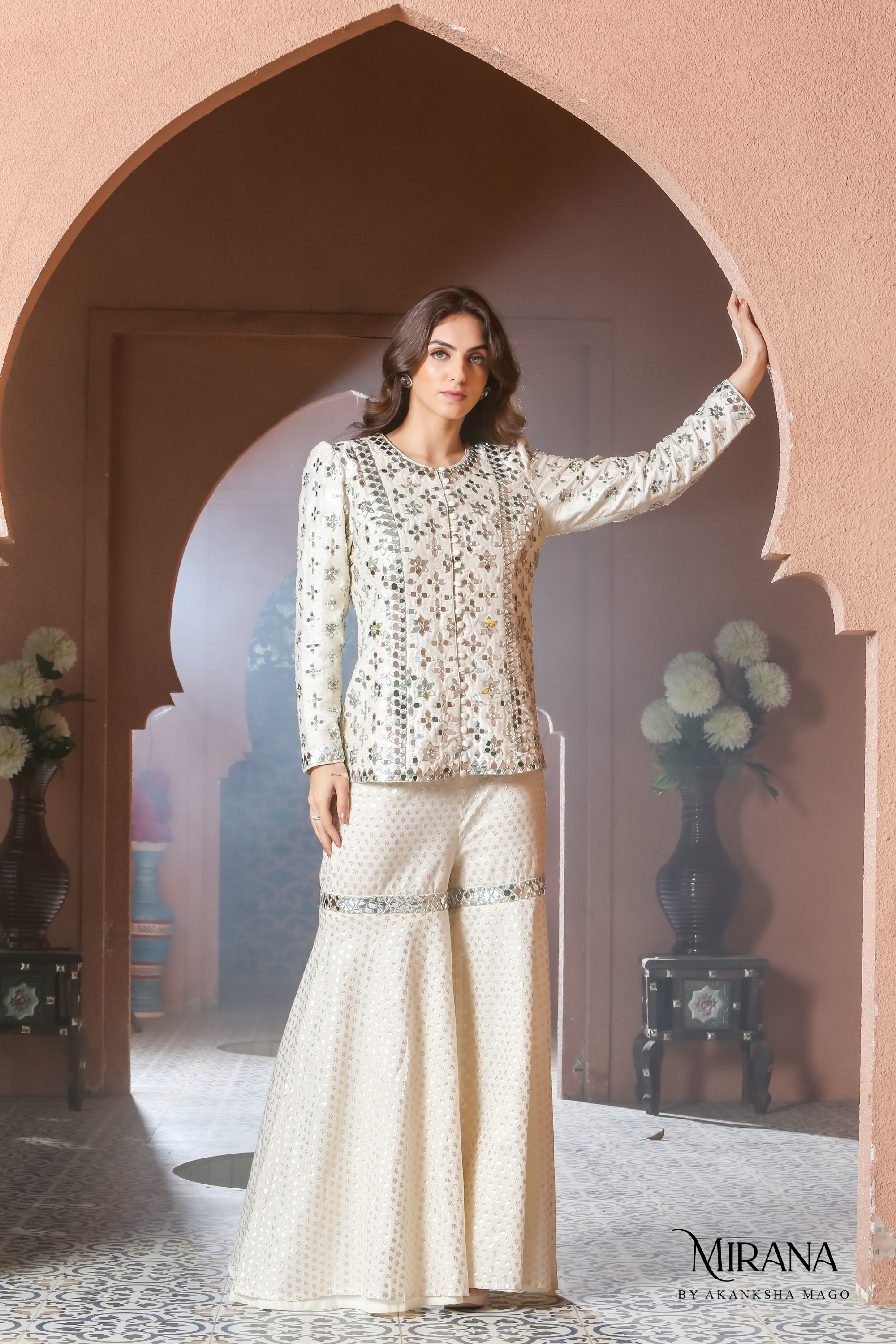 Noor- Mirror work Jacket Garara Set