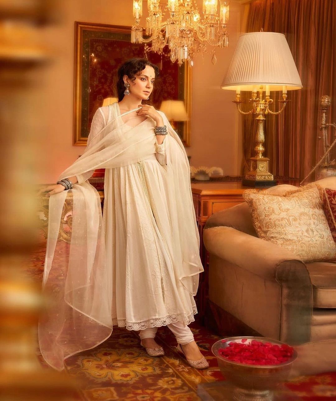 Ivory sale anarkali suit