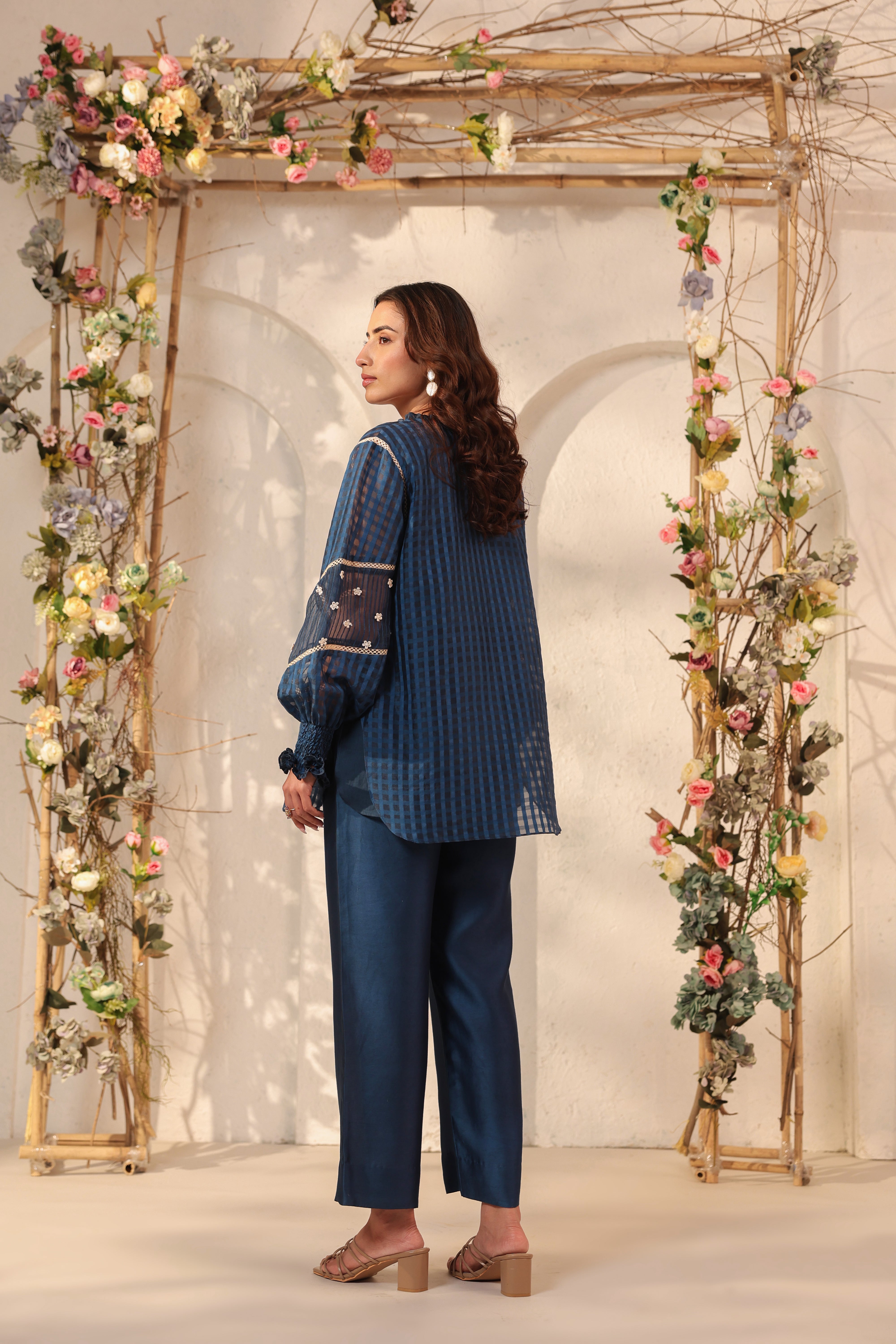 Vaayu Dark Blue V Neck Co Ord Set