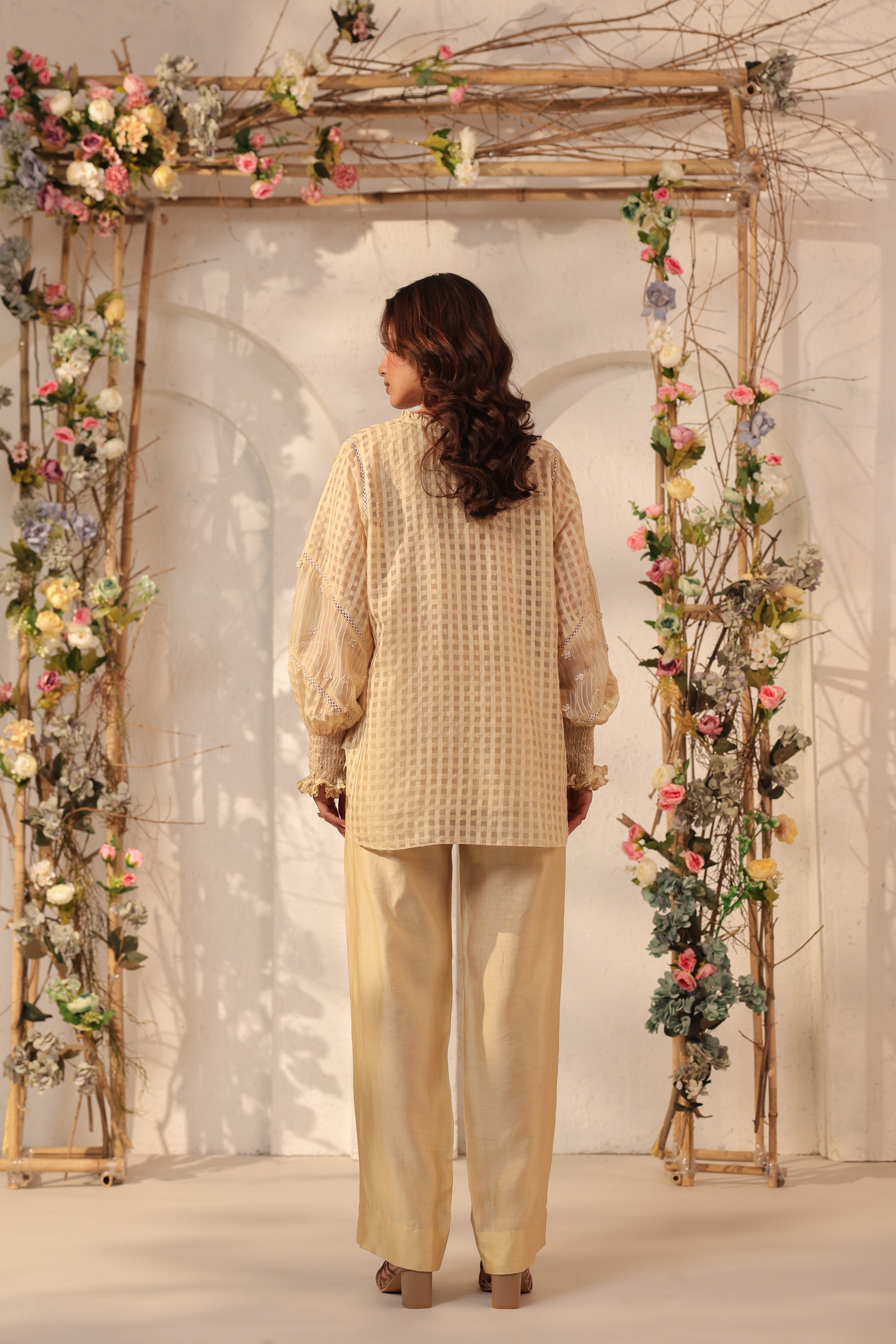 Vaayu Beige V Neck Co Ord Set