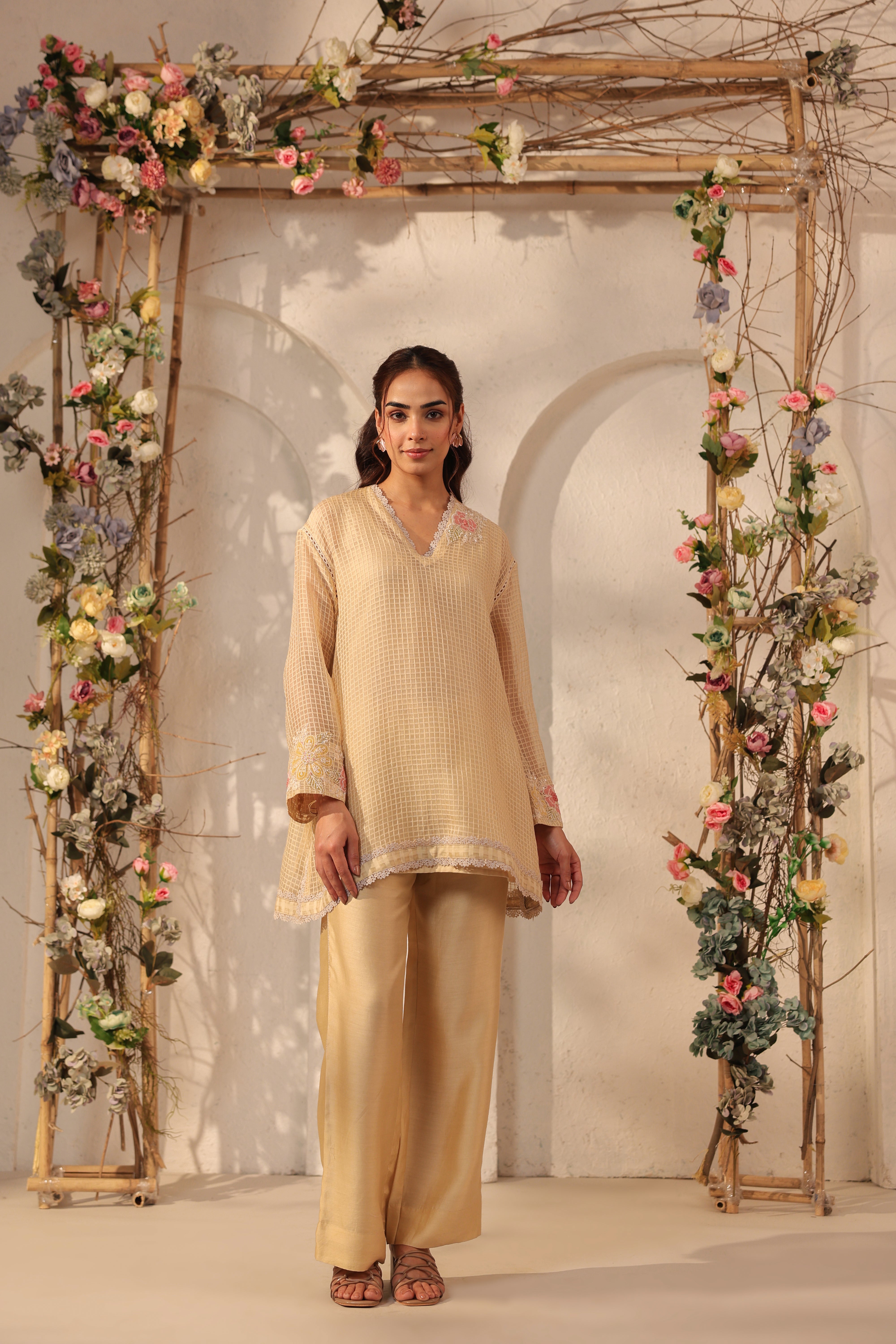 Vaayu Beige Applique Co-ord Set