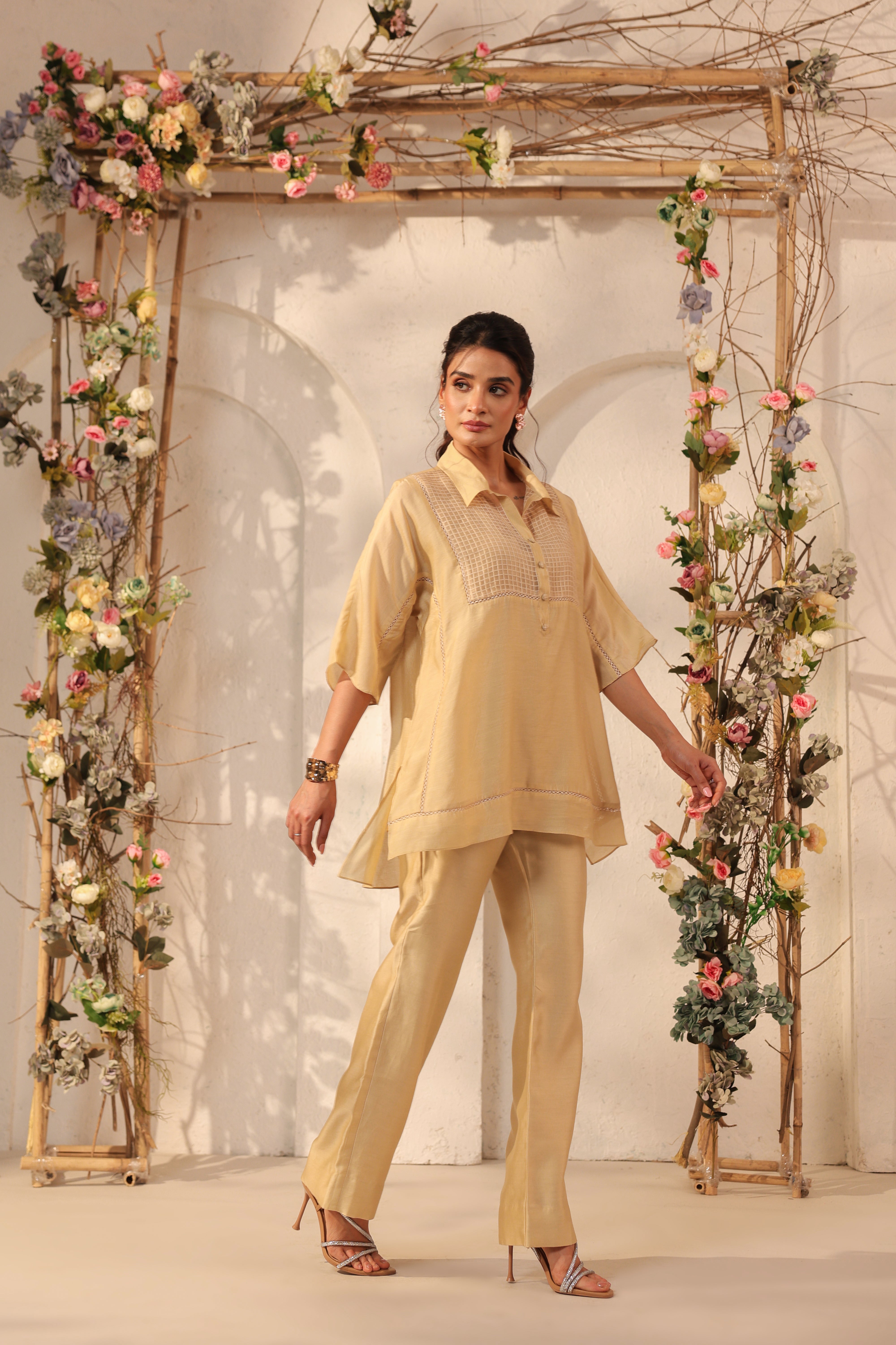 Vaayu Beige Collar Co-ord Set