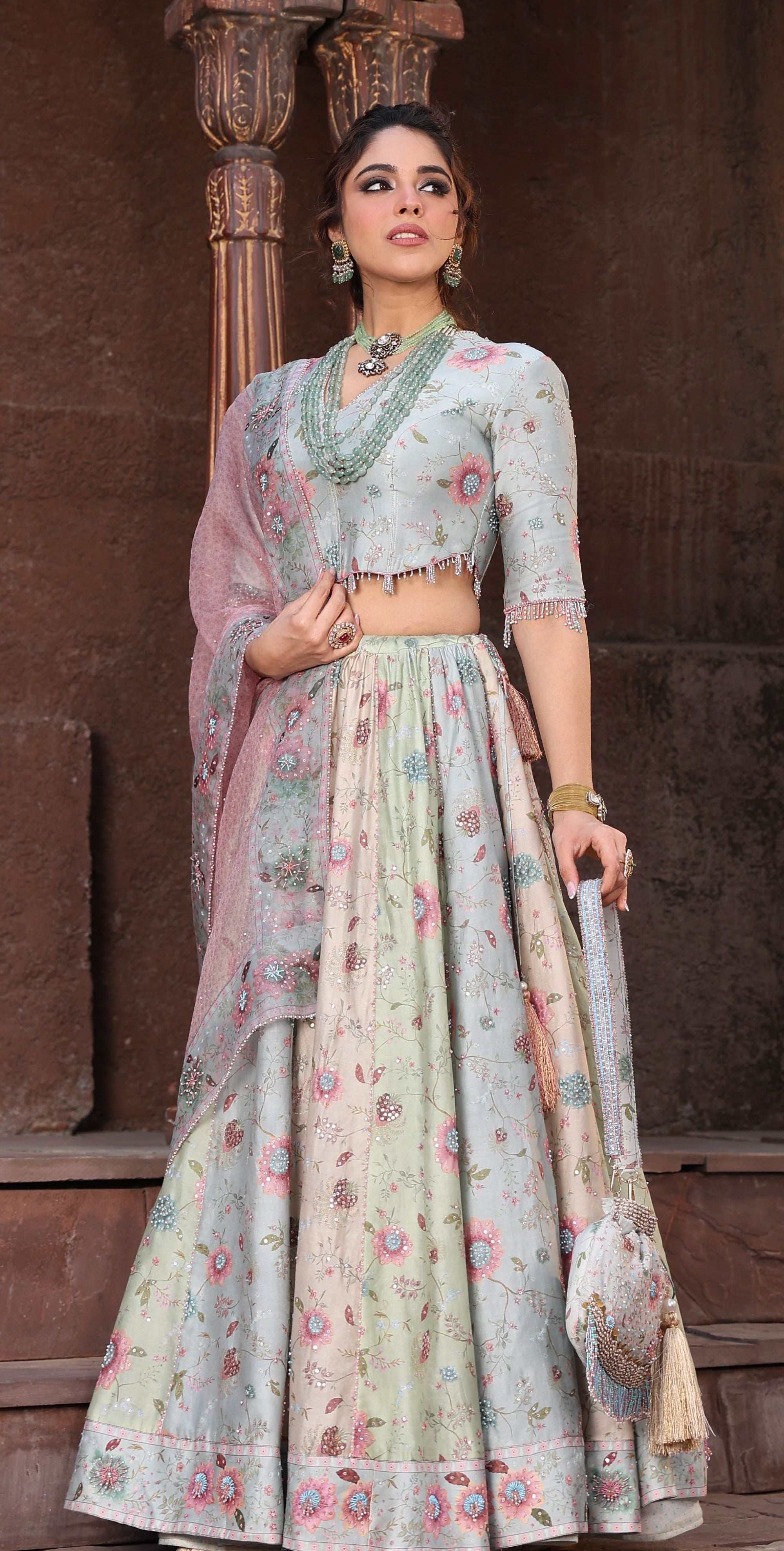 Ivory Mughal Lehenga