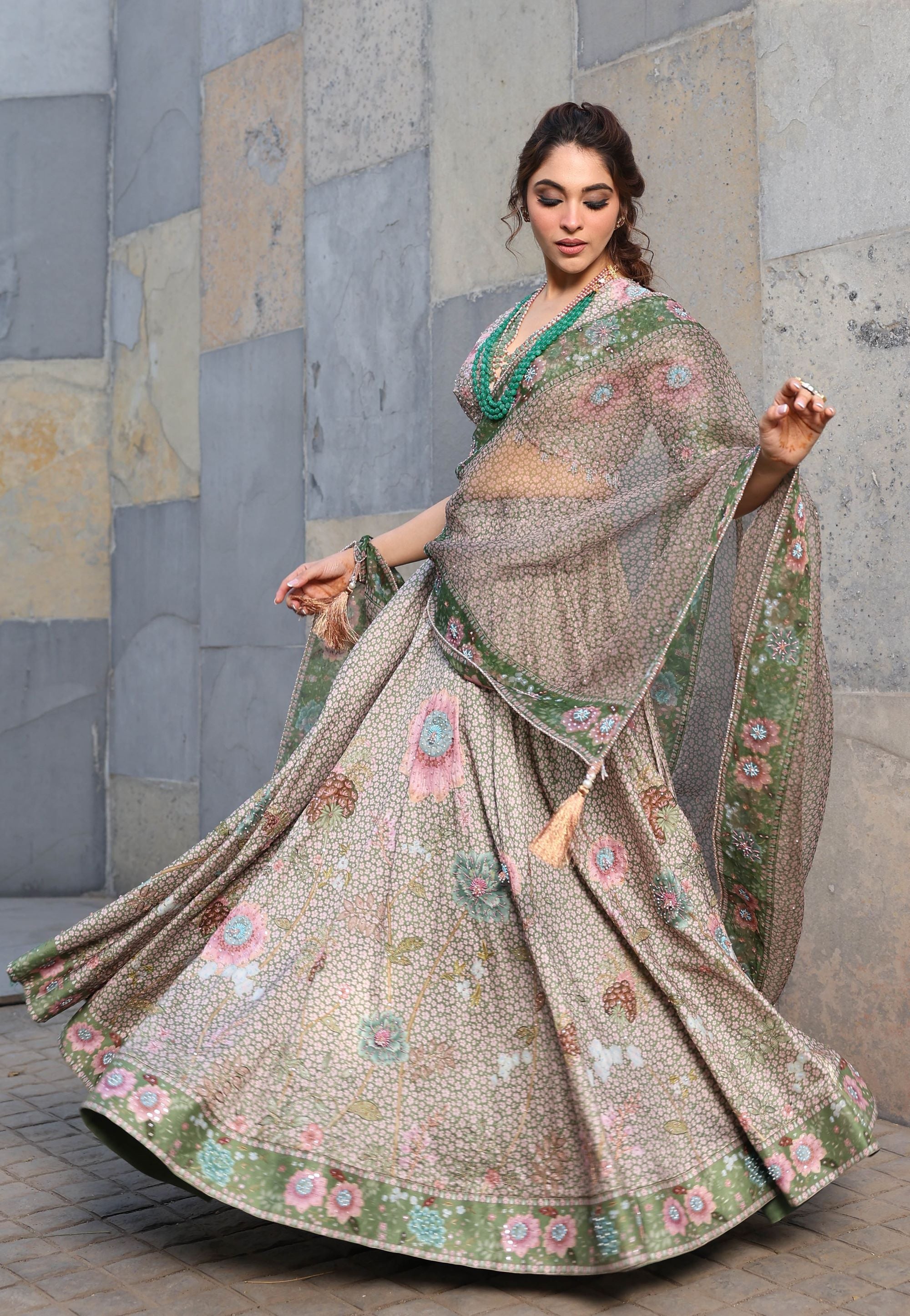 Green Mughal Lehenga