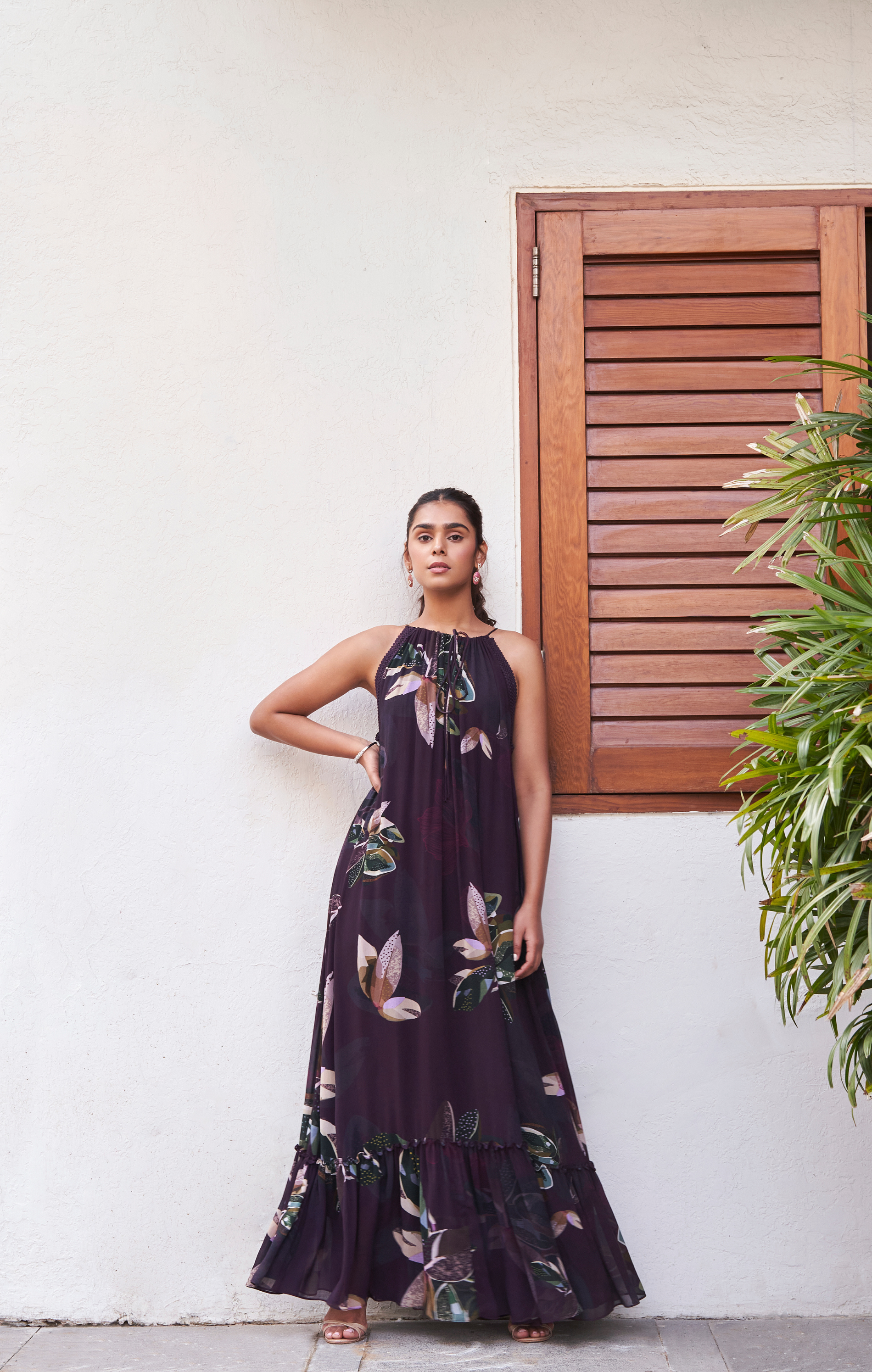 Botanical Leaf Maxi Dress