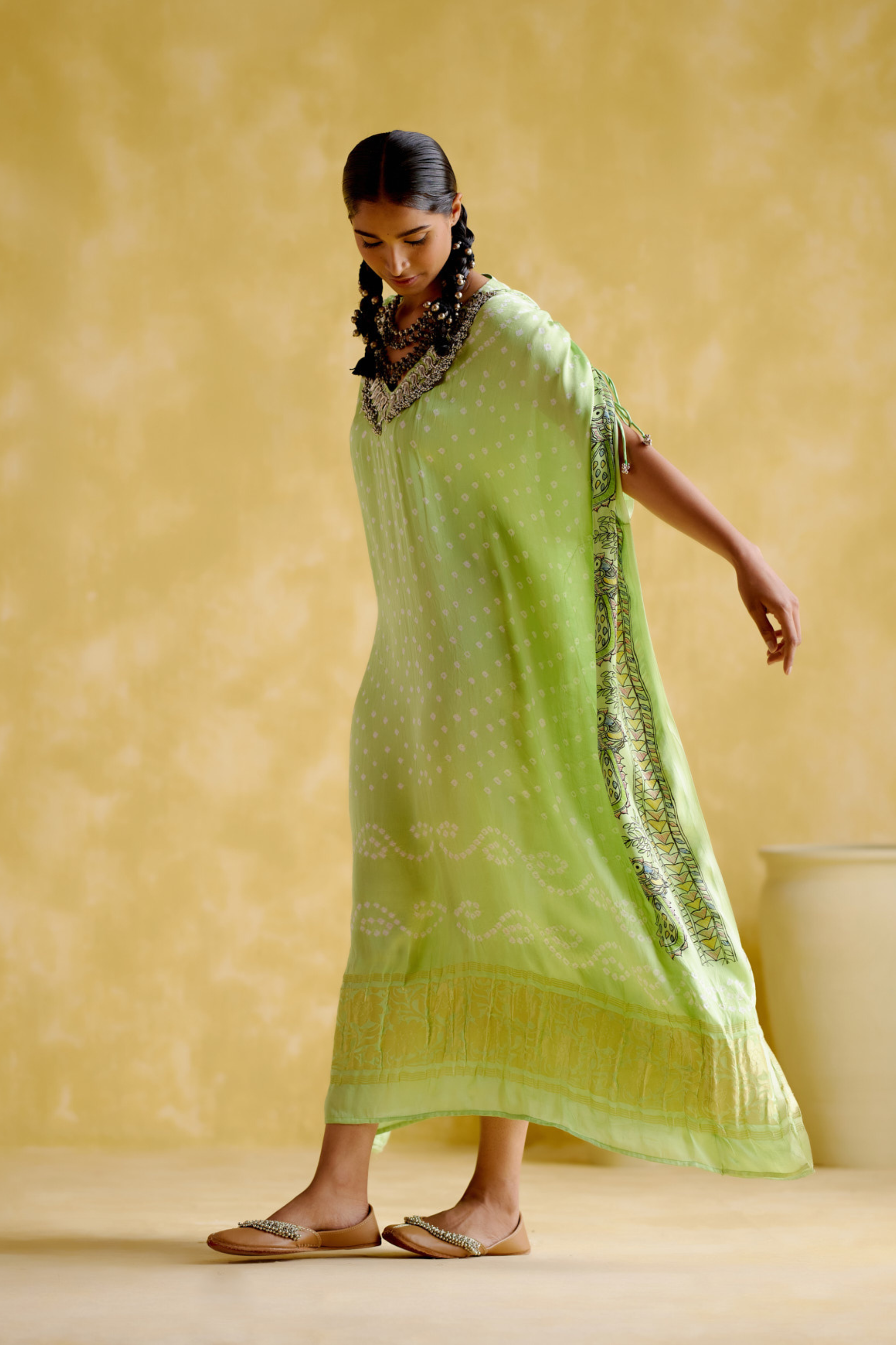 Anuradha -Kalamkari Neon Kaftan