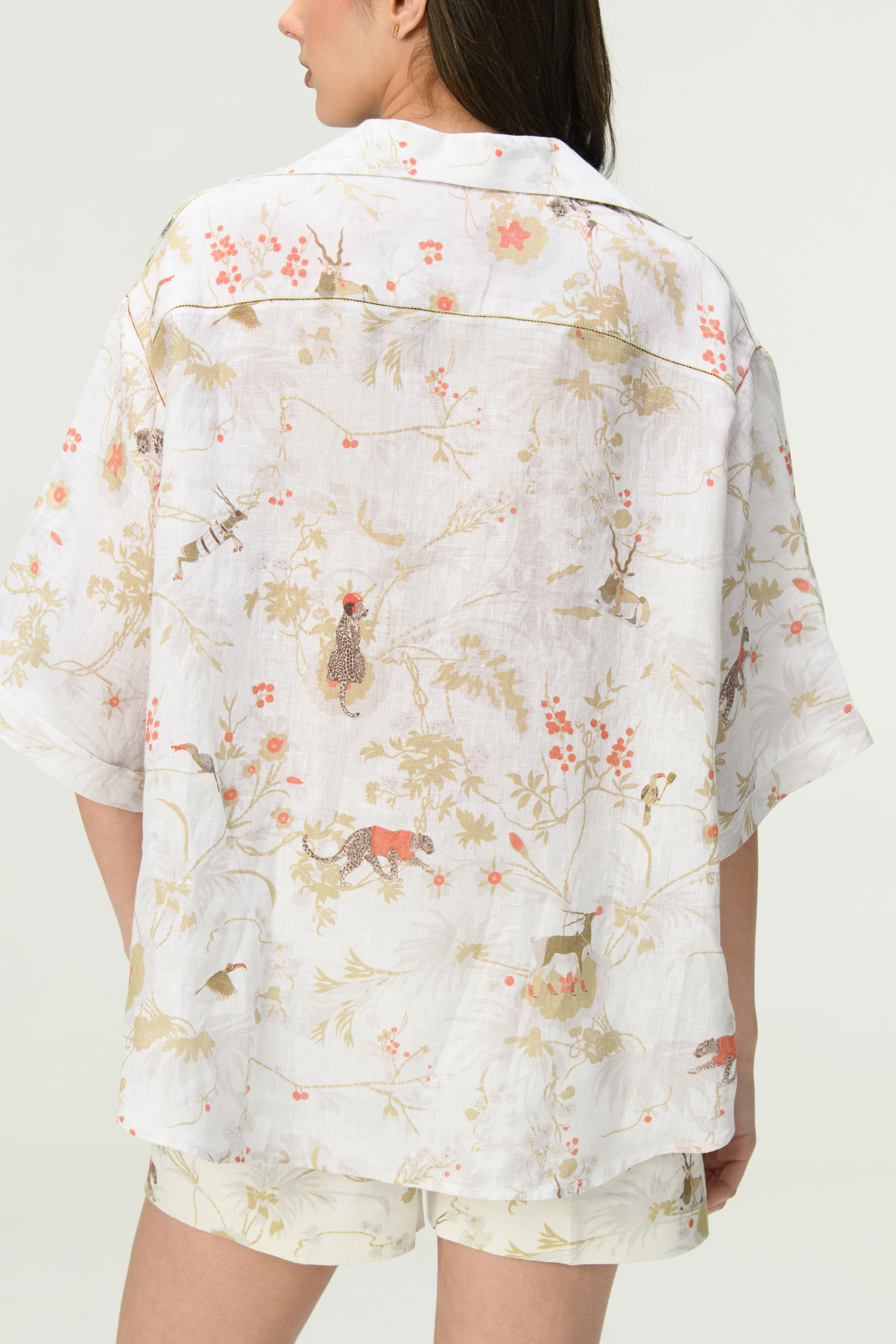 Rainforest Oversized Bush Shirt Ivory Linen