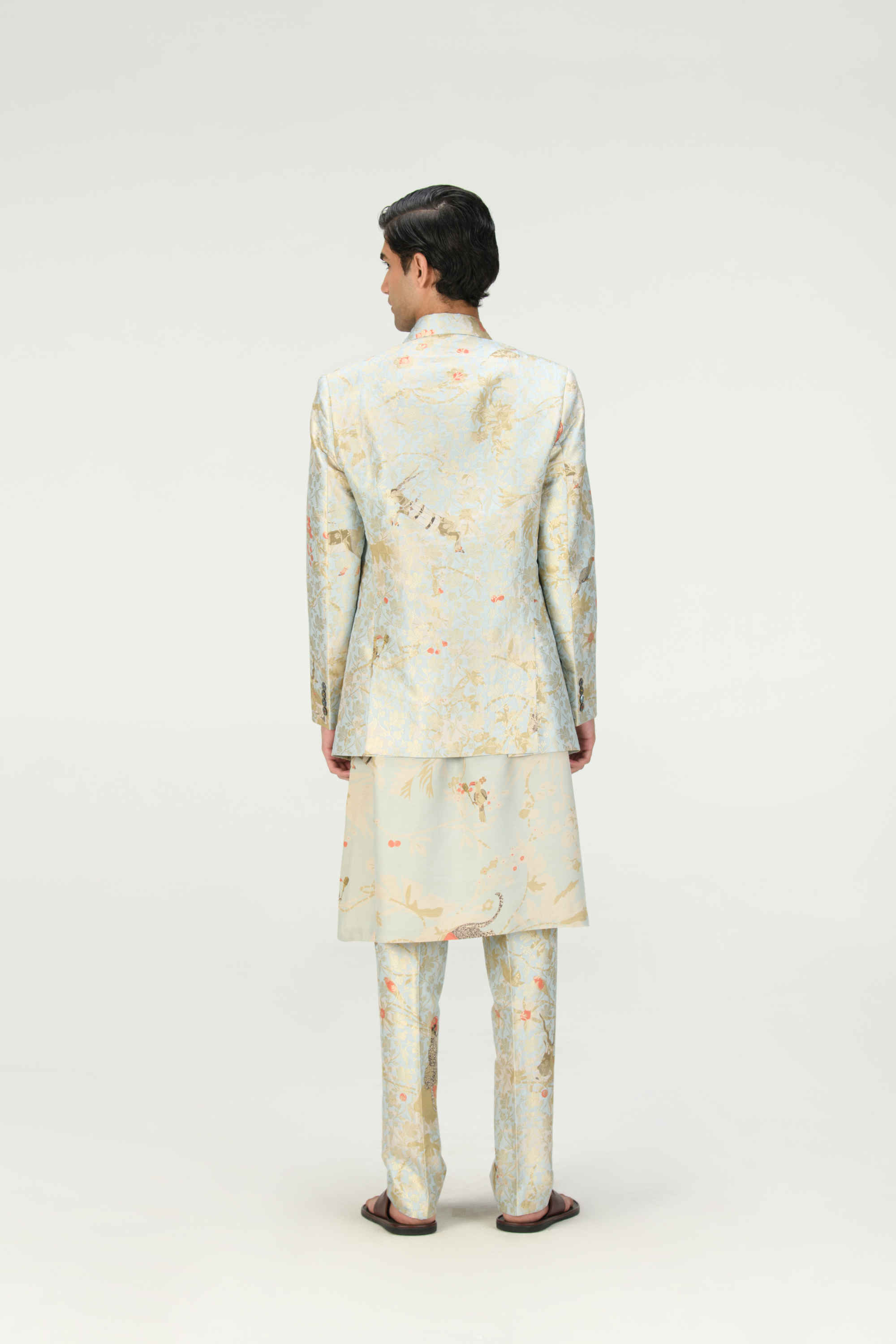 Rainforest Classic Trousers Ice Blue Silk Brocade