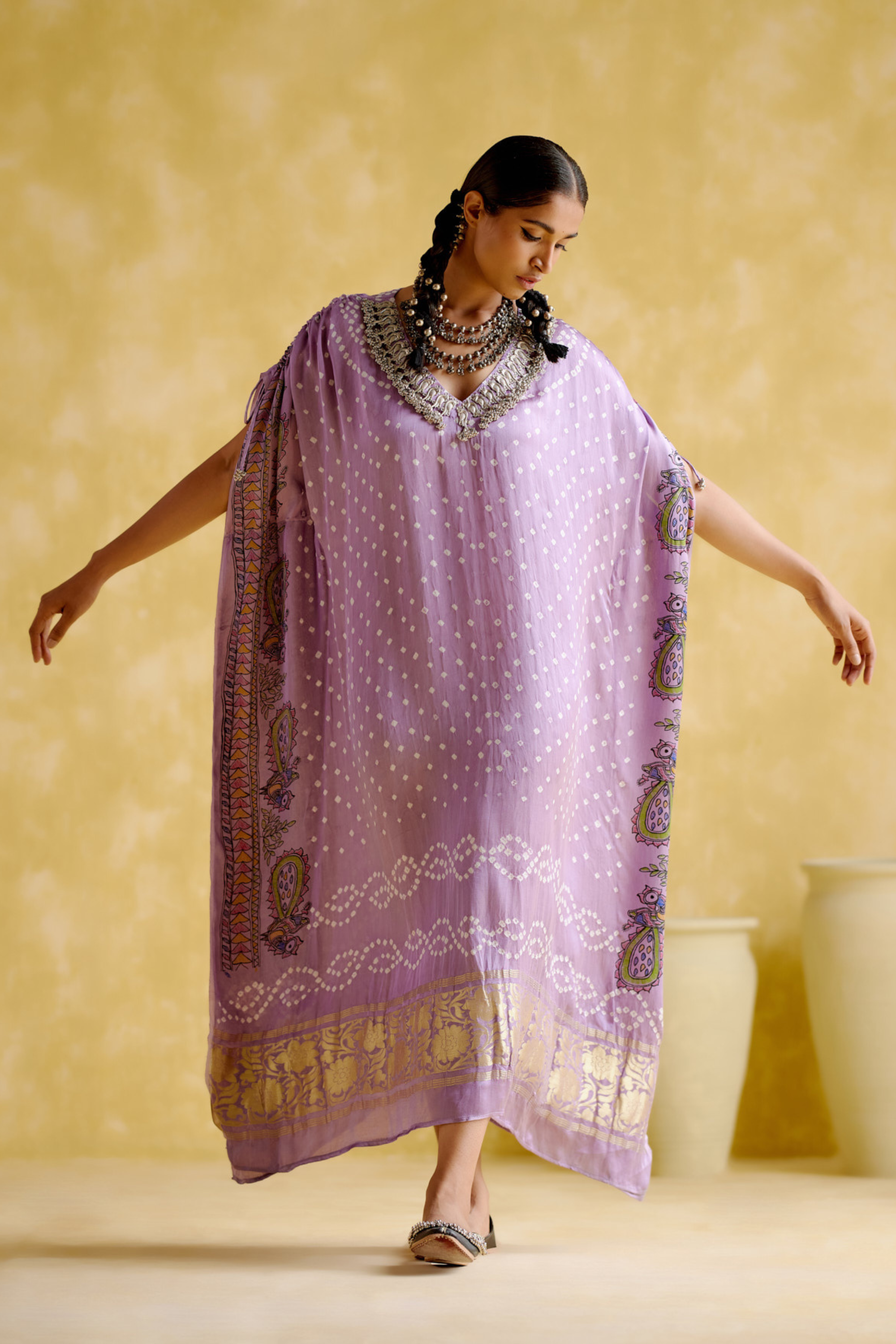 Anuradha -Kalamkari Purple Kaftan