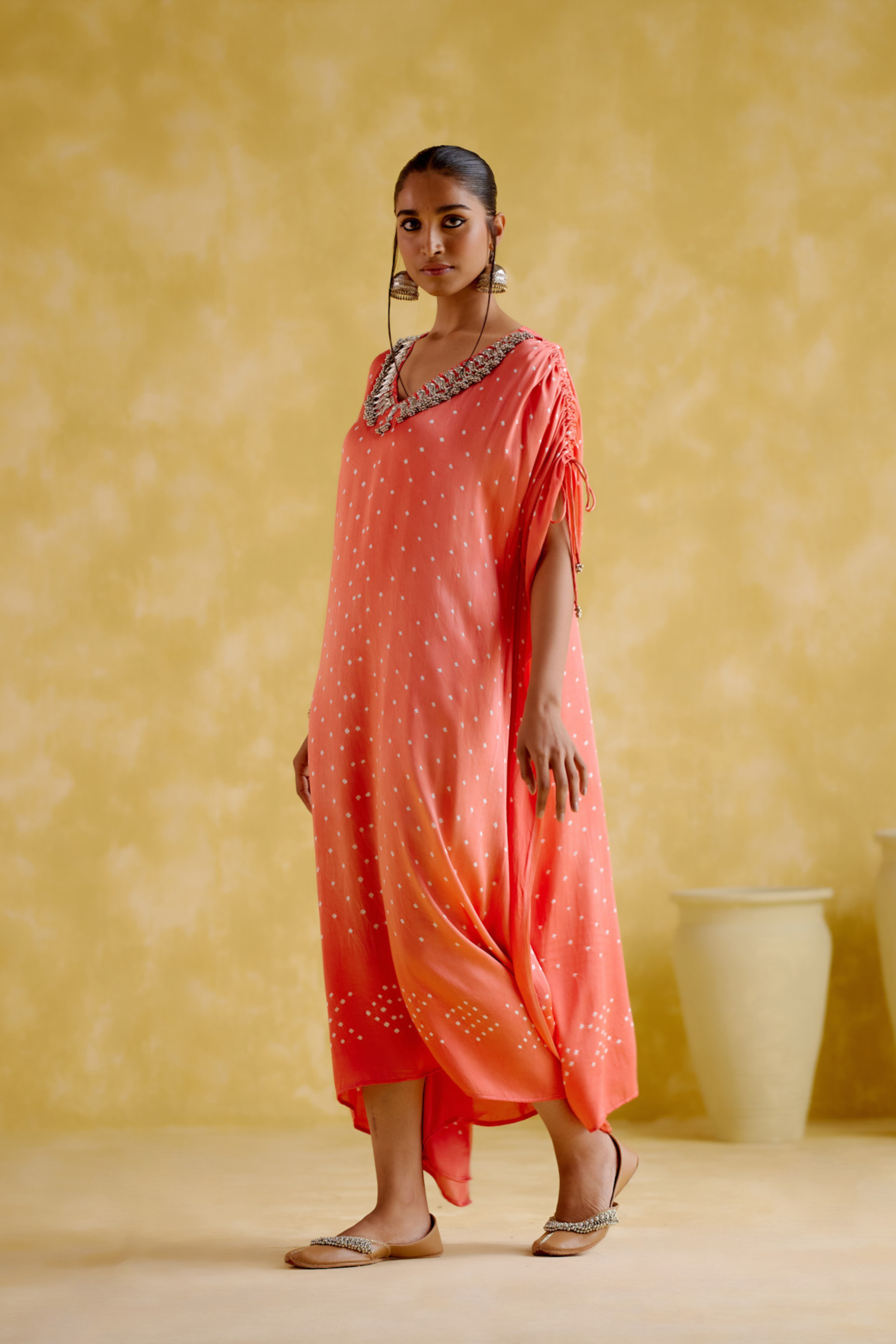 Dakshayani -Peach orange kaftan