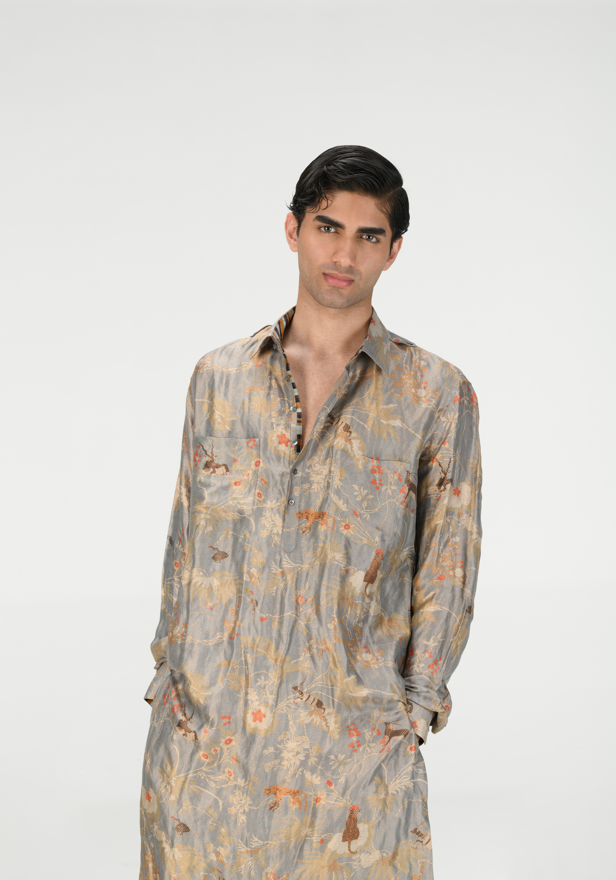 Rainforest Palazzo Mcloud Silk Brocade Zig Zag