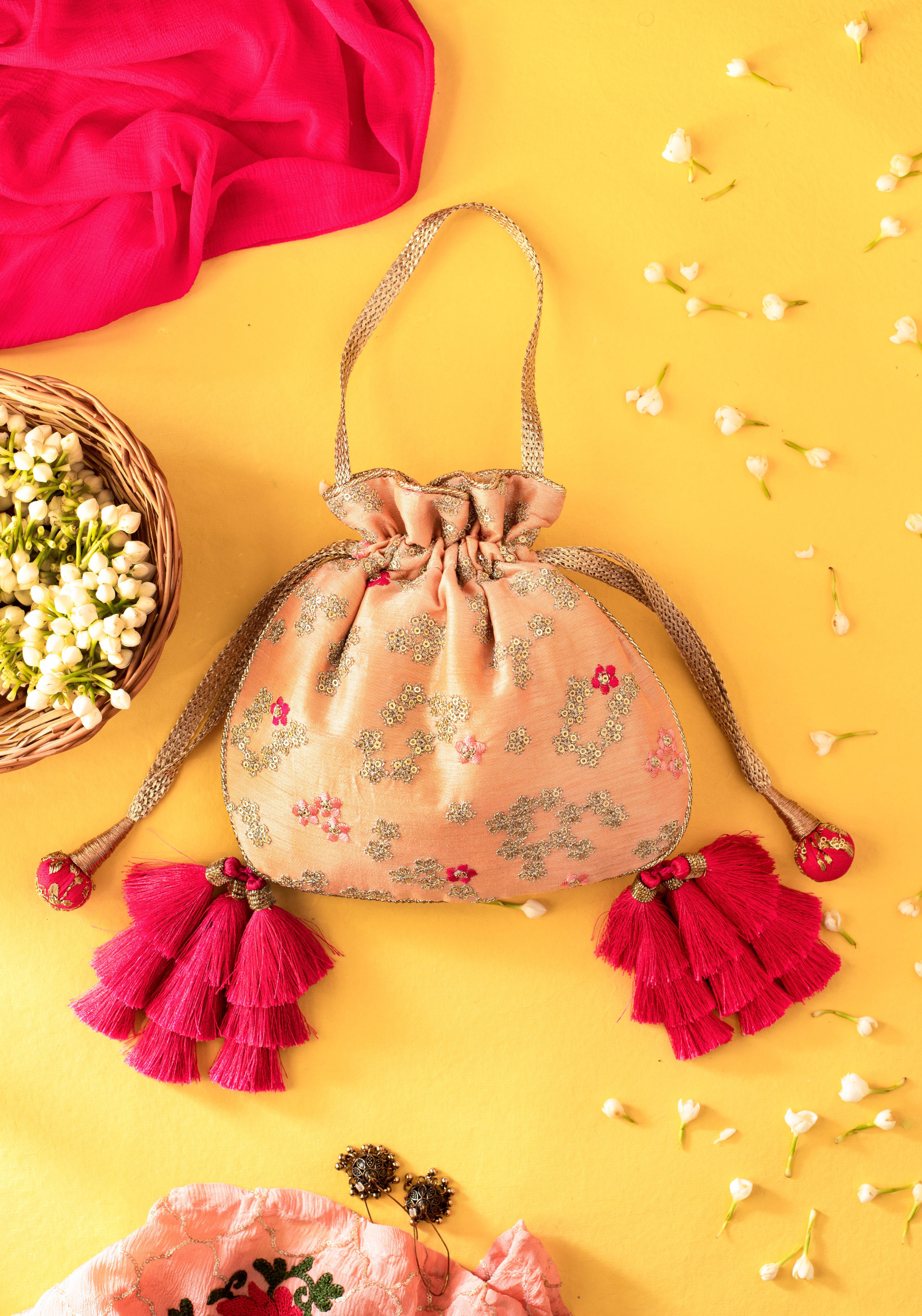 Azalea Blush And Hot Pink Potli Bag