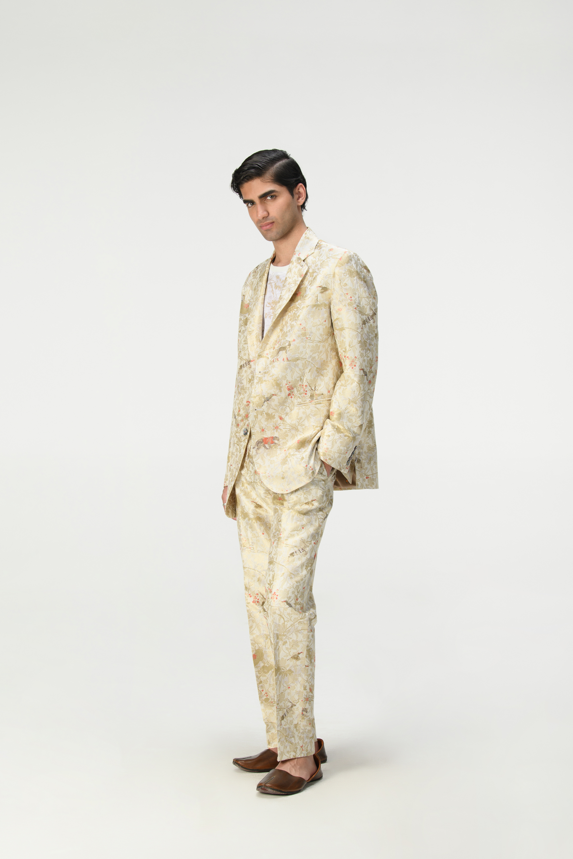 Rainforest Classic Trousers Ivory Silk Brocade