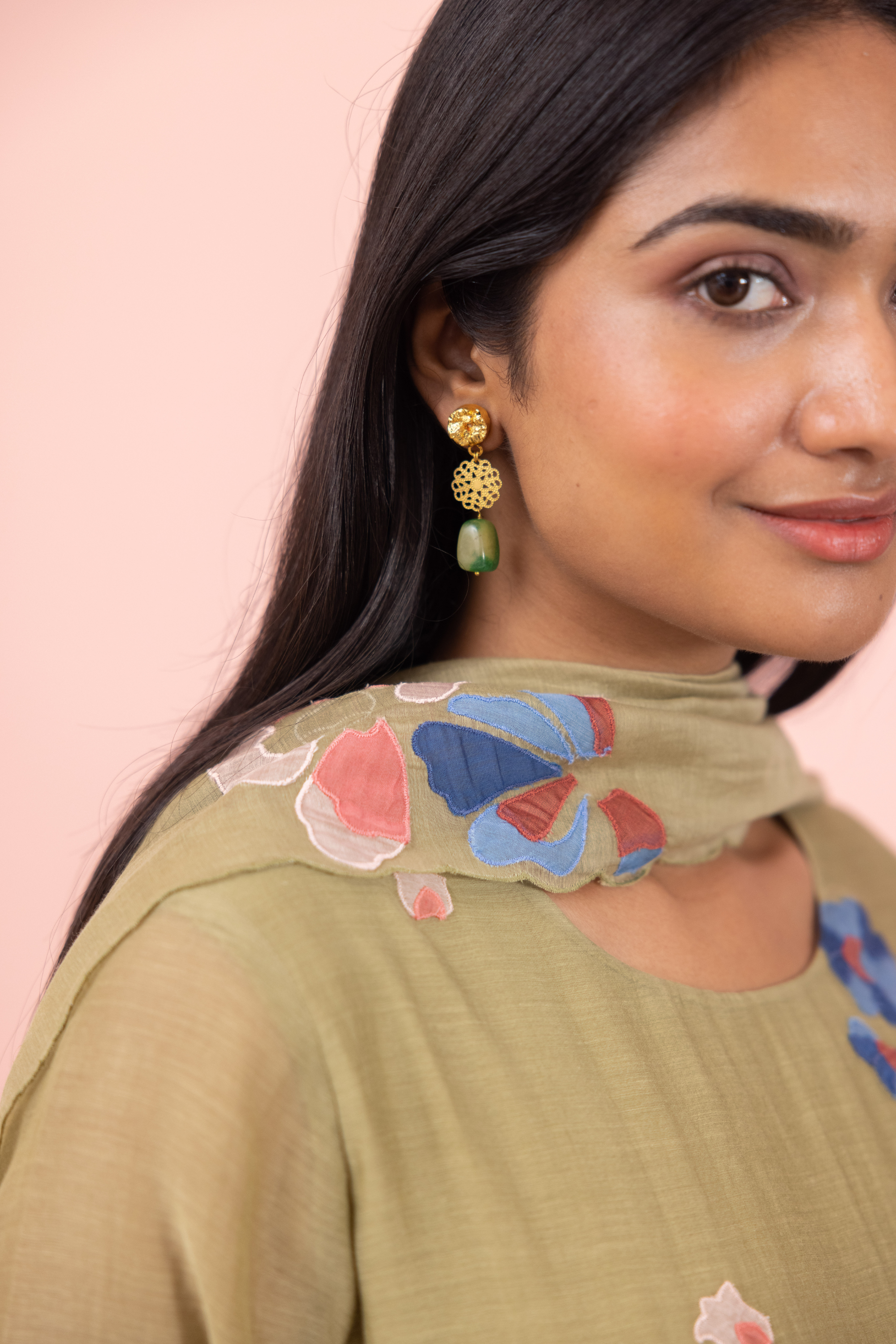 Fern Floral Applique Kurta Set