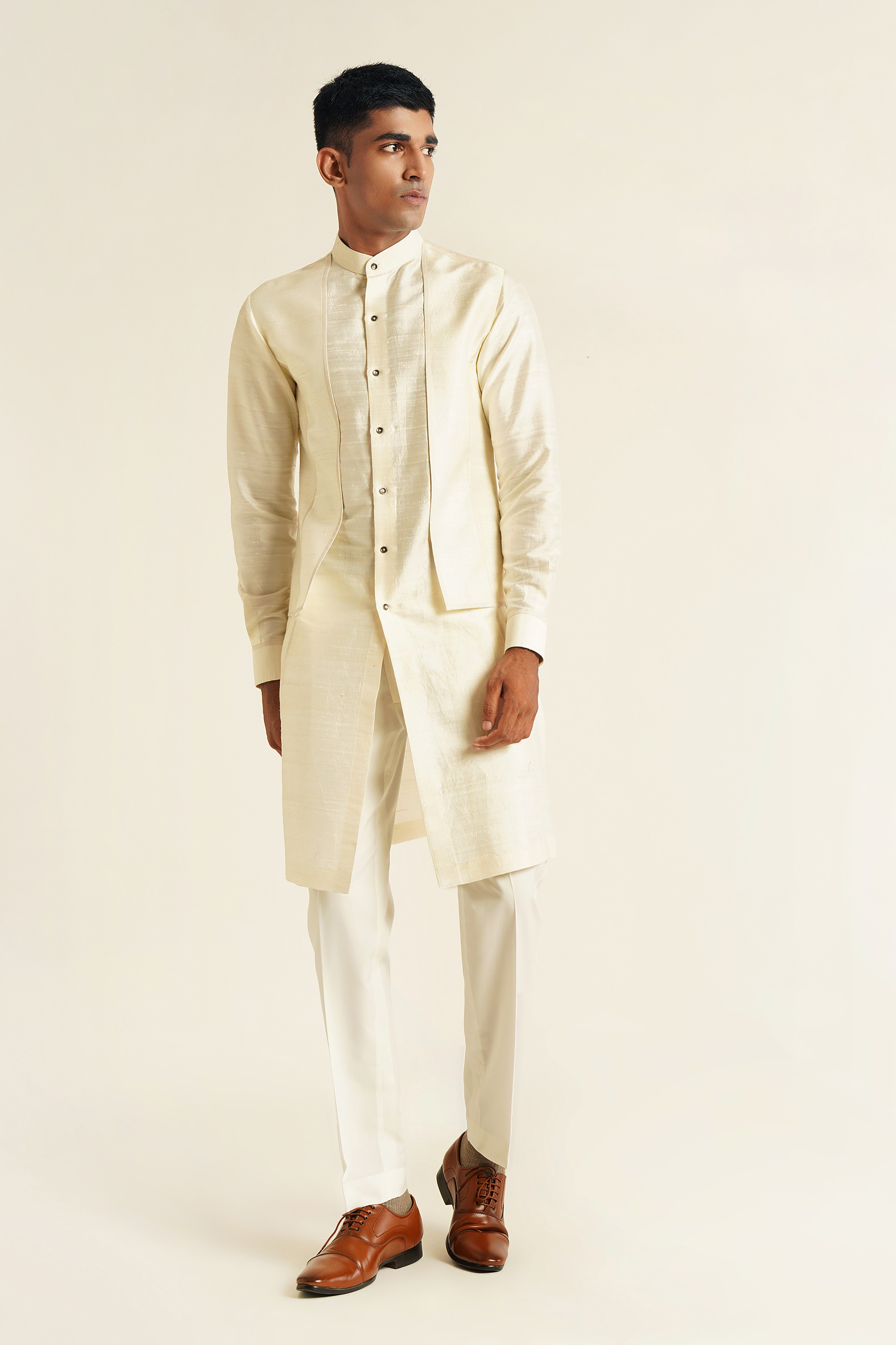 Front Open Double Panel Kurta Set