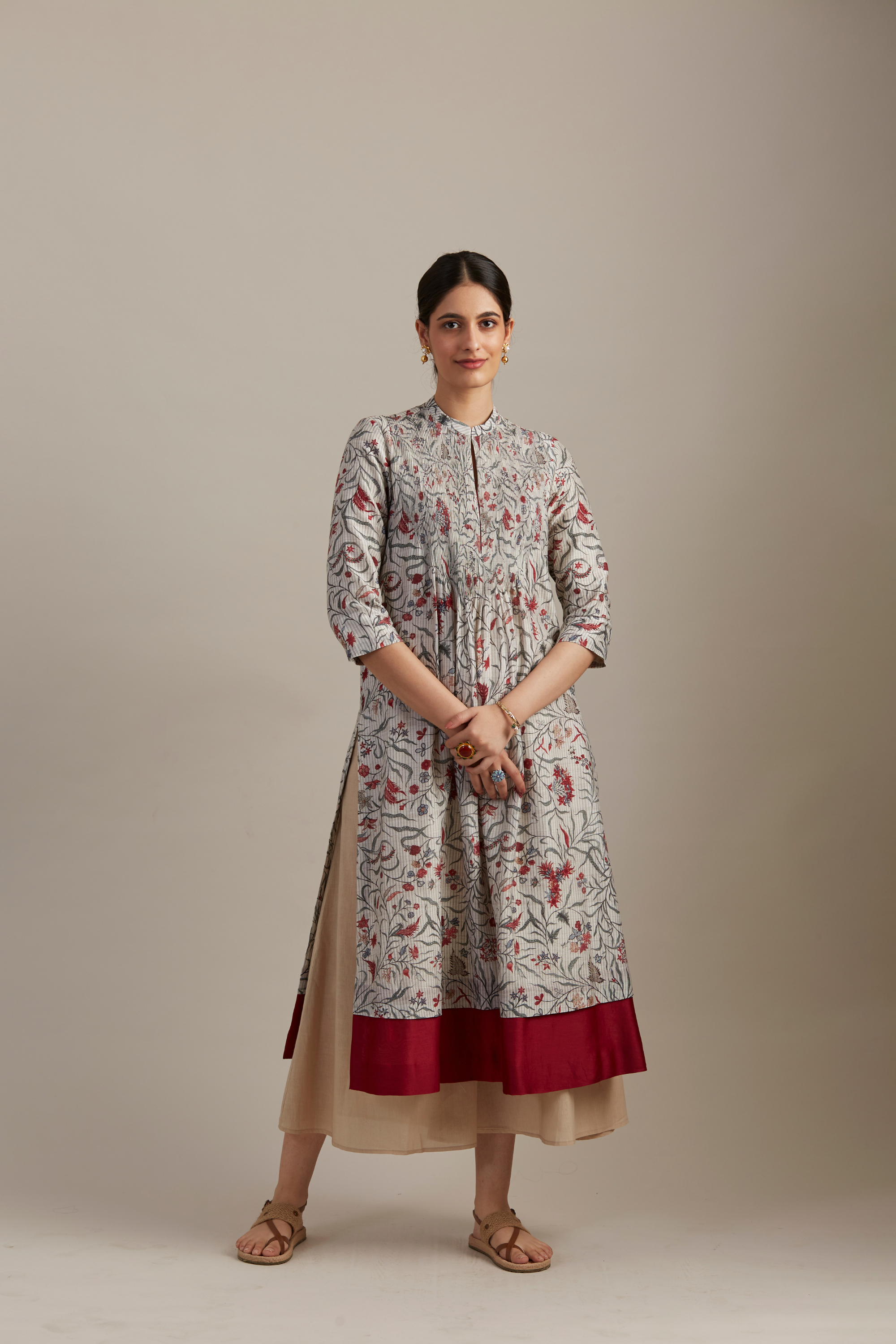 Pearl Silk Chanderi Chintz Jaal Printed Kurta