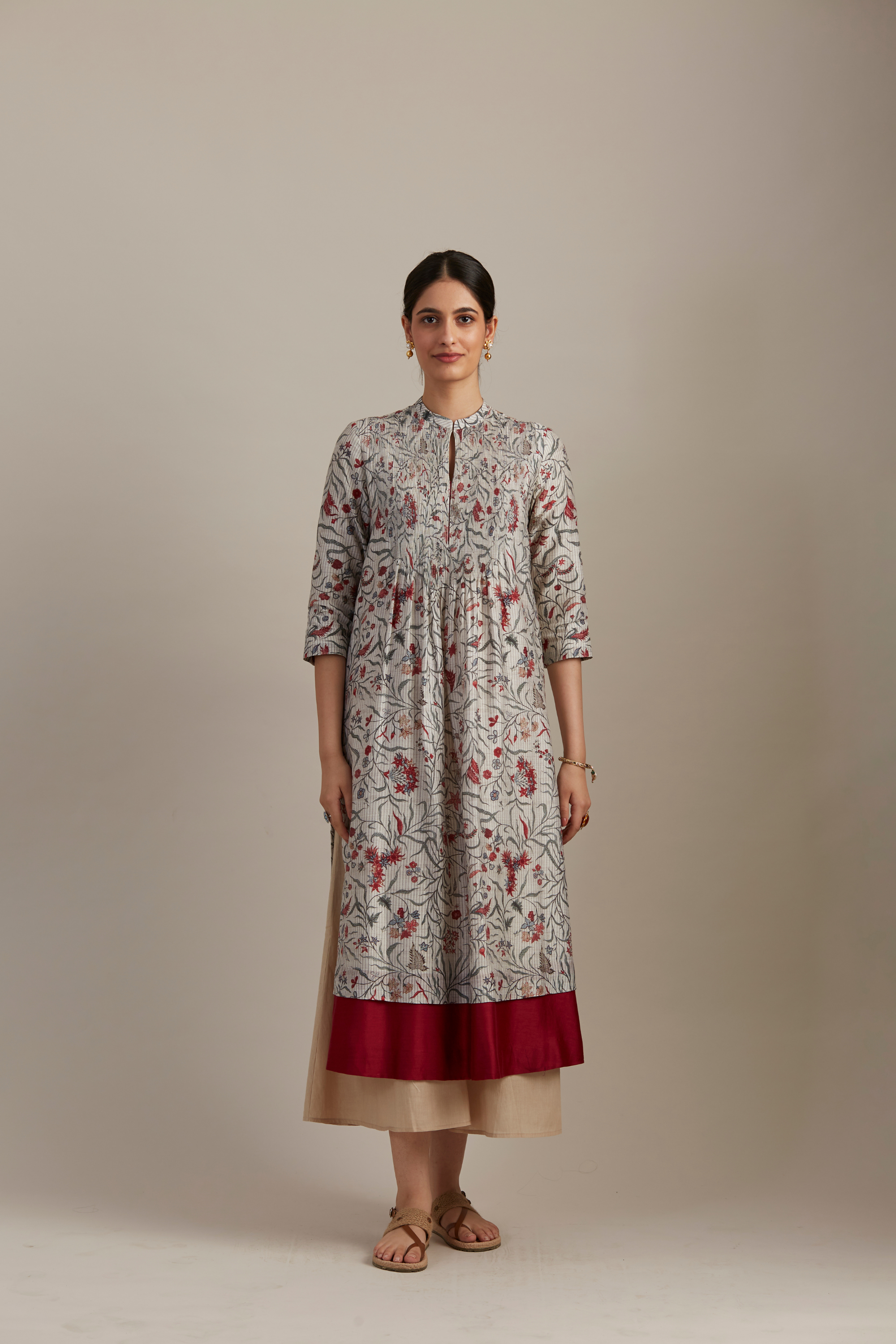 Pearl Silk Chanderi Chintz Jaal Printed Kurta