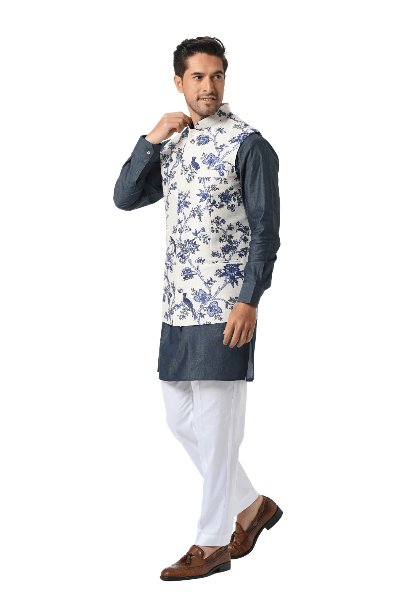 Embroidered Silk Nehru Jacket , Men's Bandi